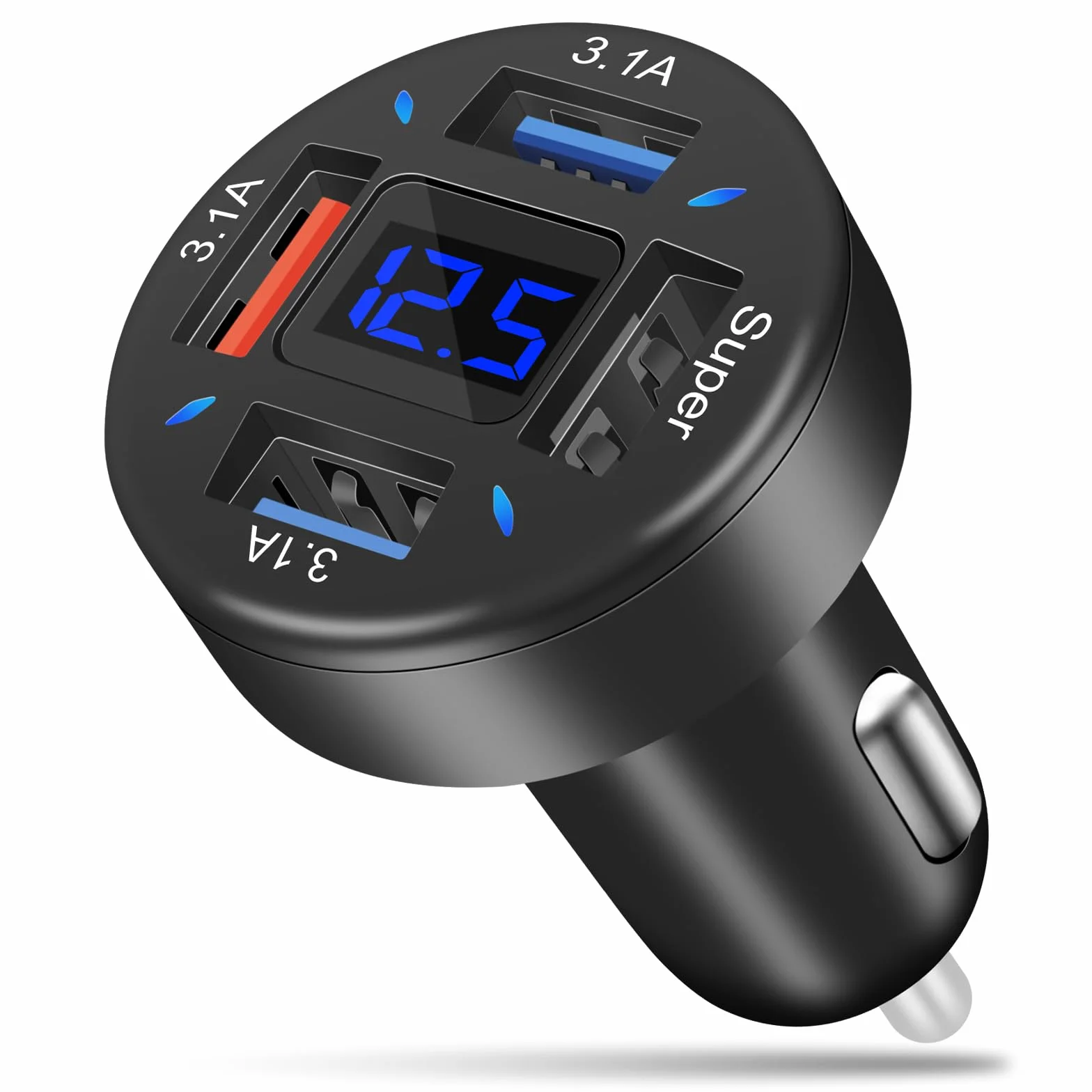 AXFEE Ładowarka samochodowa 66W 4 porty USB 3.1A szybkie ładowanie do iPhone Samsung Huawei Xiaomi