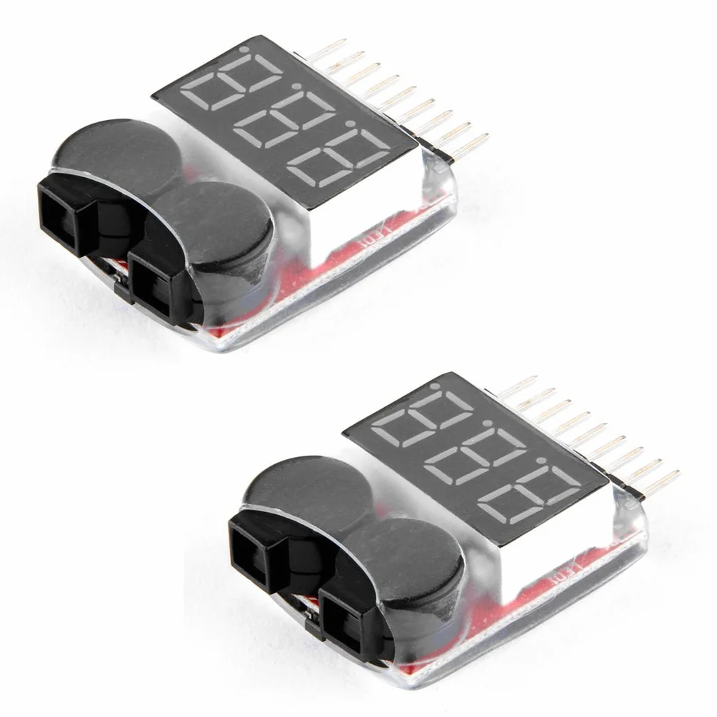 DollaTek 2 szt. RC Lipo Battery Monitor Tester alarmu Checker Niskie napi?cie Buzzer Alarm ze wska?nikiem LED dla akumulatora litowo-jonowego Lipo LiFe LiMn 1-8 S