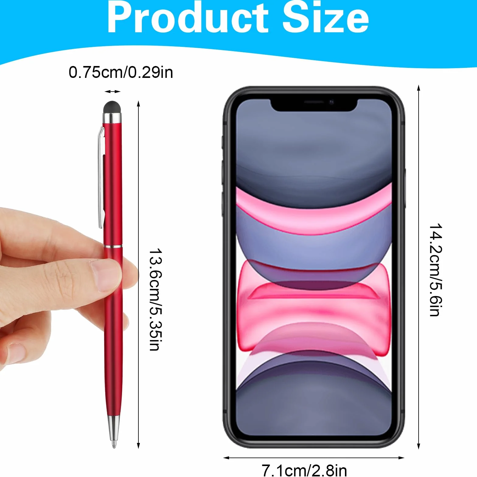 Giantree 12 sztuk pisaków do ekranu dotykowego z długopisem, tabletem do wszystkich tabletów, ekranów dotykowych, 2 w 1, rysik do wszystkich telefonów komórkowych/tabletów (12 kolorów)