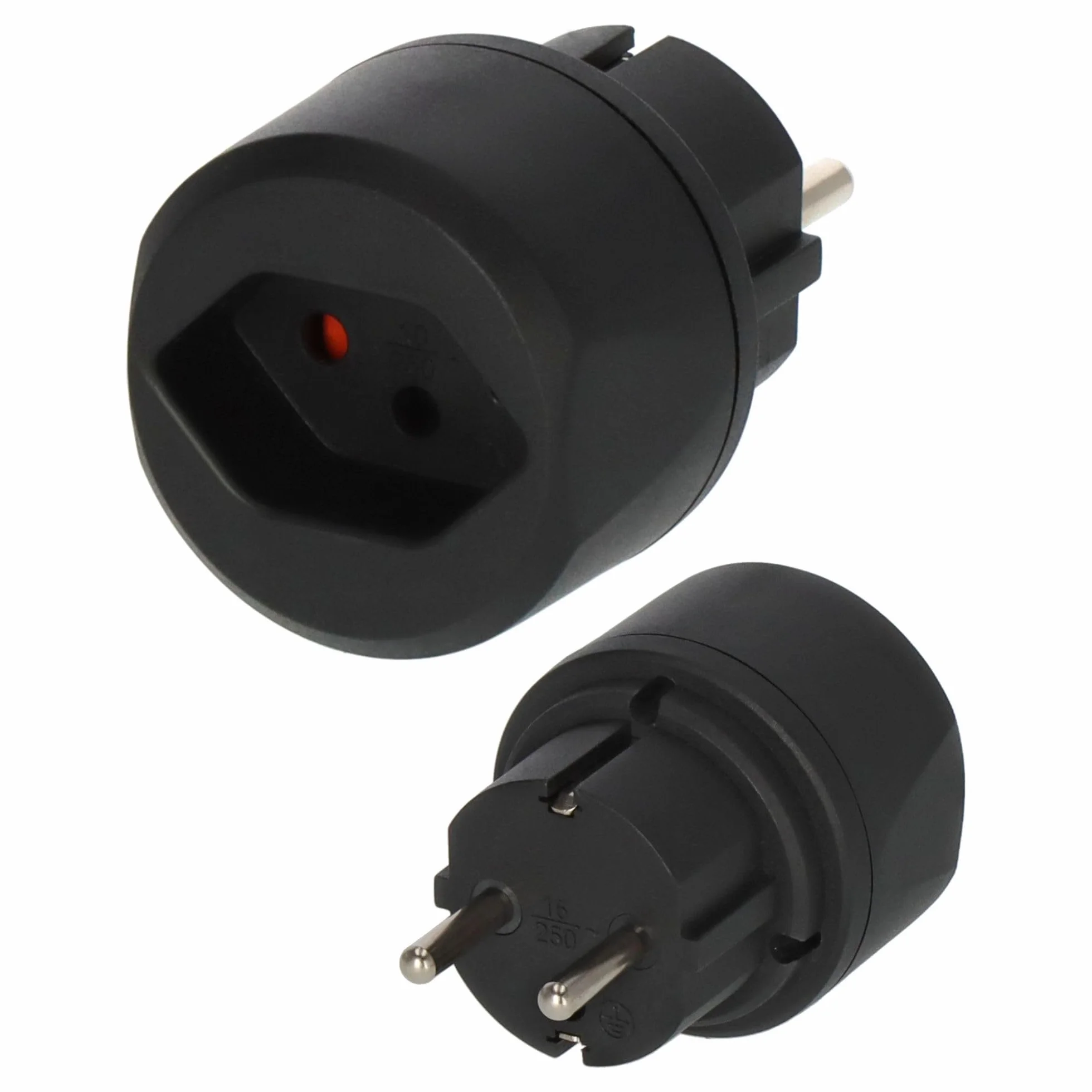 Brennenstuhl wtyczka podróżna/adapter podróżny (adapter gniazda podróżnego do podłączania urządzeń elektrycznych ze szwajcarskim systemem wtyczek w krajach z systemem wtyczek z uziemieniem) czarny