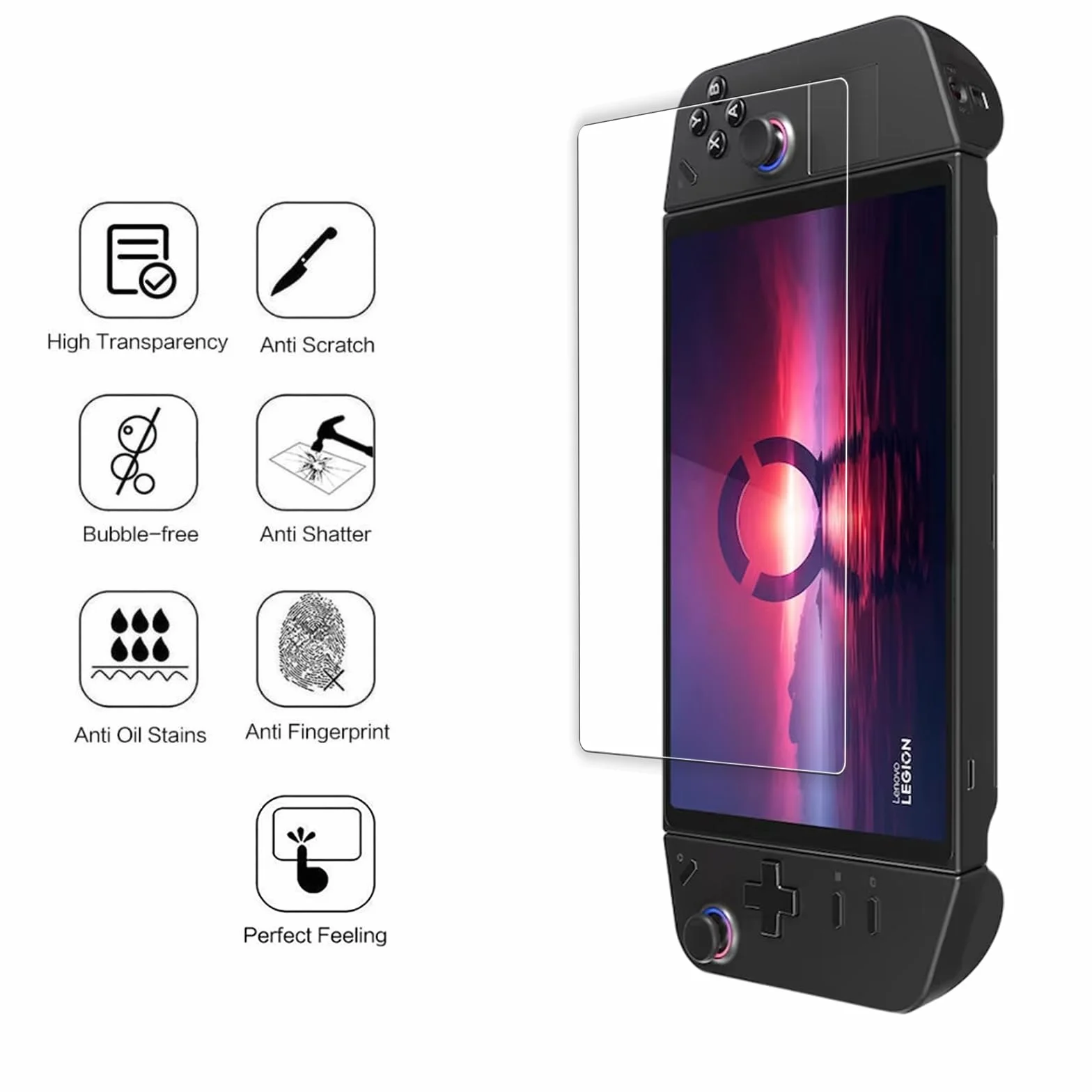 WD&CD Zestaw 2 folii ochronnych kompatybilnych z Lenovo Legion Go, 2.5D Tempered Glas Screen Protector, twardość 9H (ochrona przed zarysowaniami) 【Bez pęcherzyków powietrza】