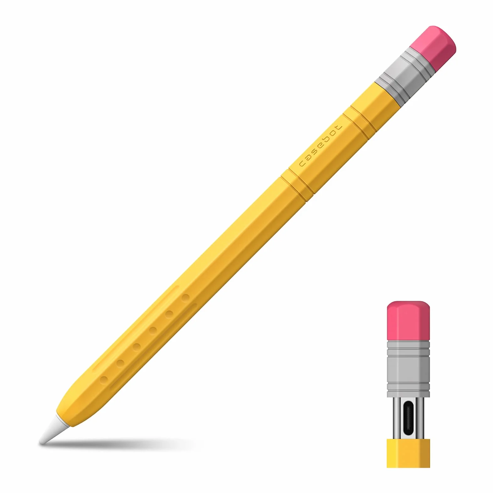 Fintie - Silikonowe etui do Apple Pencil (USB-C), miękkie i antypoślizgowe etui ochronne, magnetyczny uchwyt mocujący, kolor żółty, AAPH001
