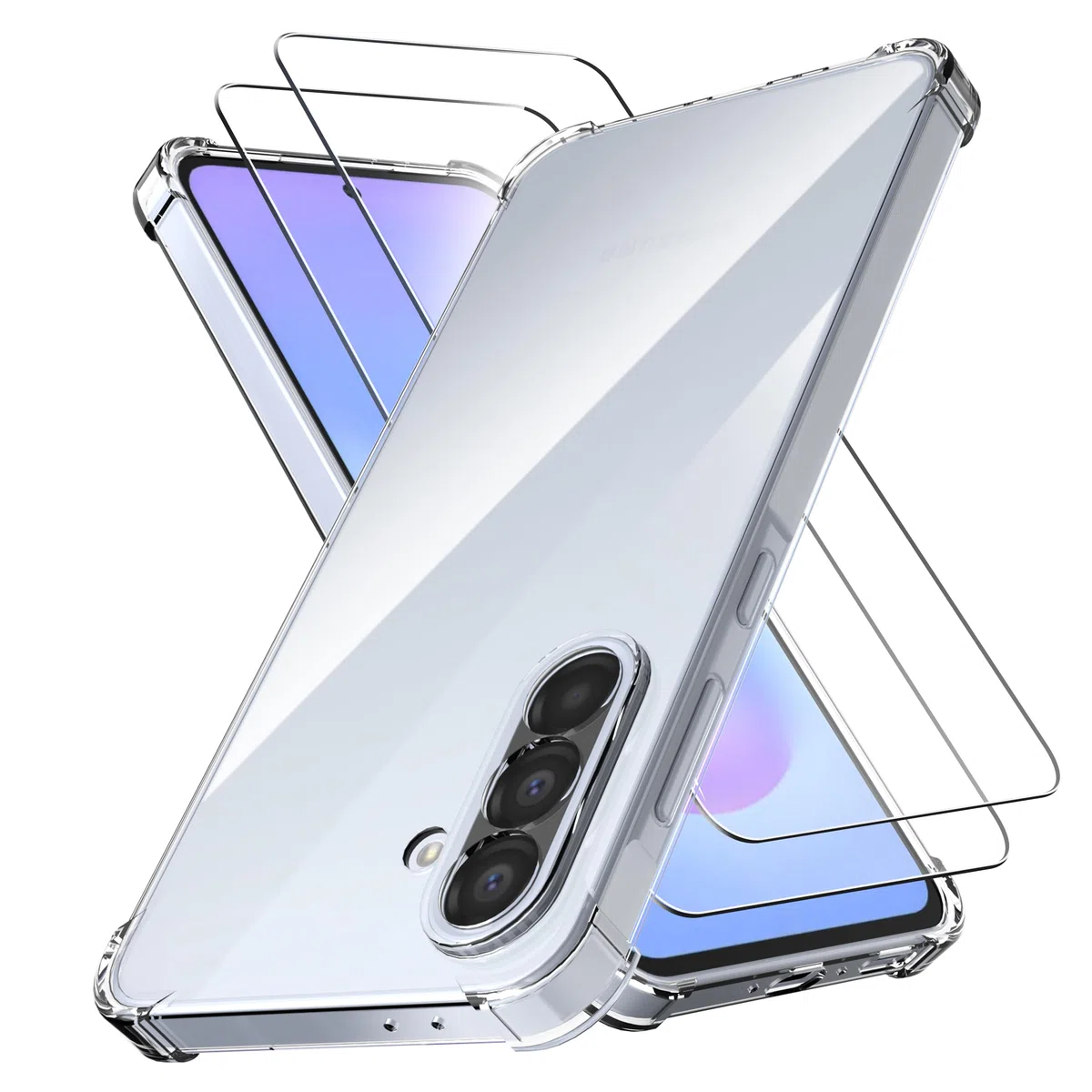Anoowkoa Miękkie silikonowe etui TPU Samsung Galaxy A57 5G etui na telefon przezroczyste + 2 szt. ochraniaczy ekranu Samsung A57 folia ochronna ze szkła hartowanego, przezroczyste etui ochronne z