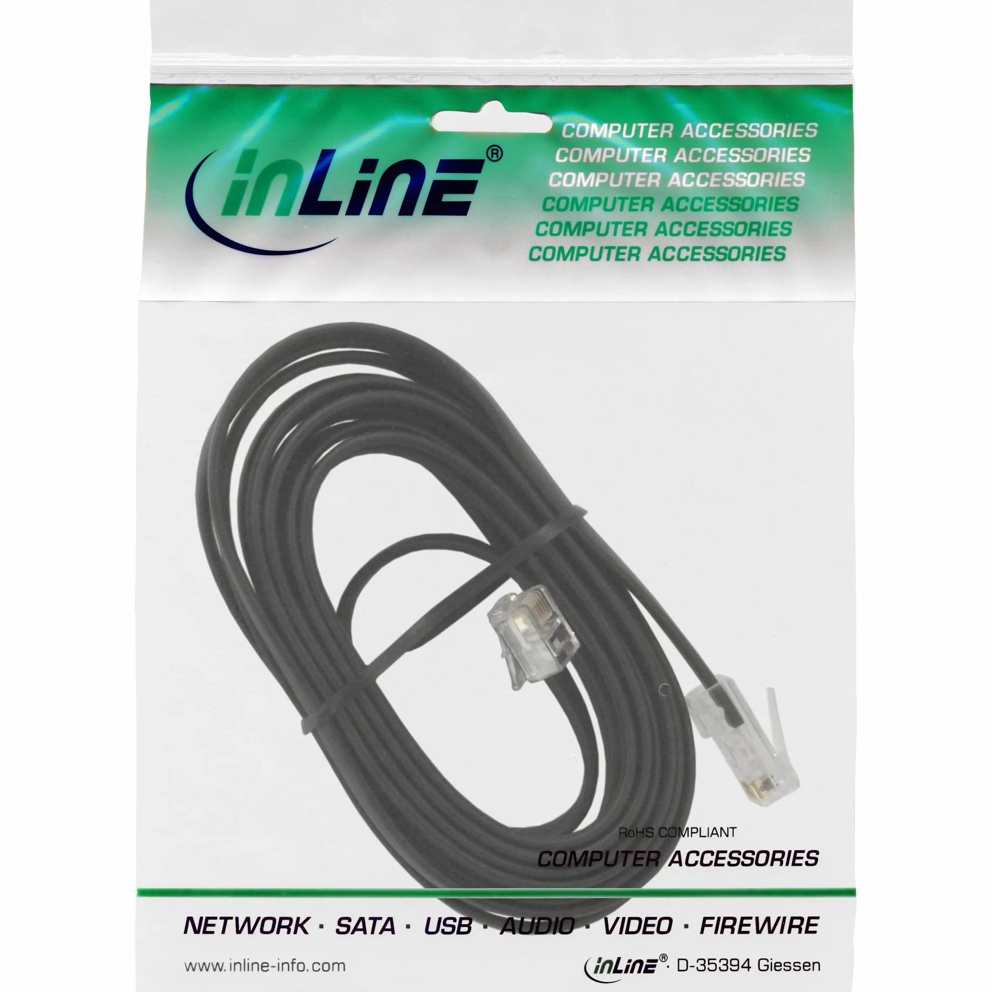 InLine Kabel modułowy, RJ45 do RJ12 wtyczka/wtyczka, 6 żył, 6 m