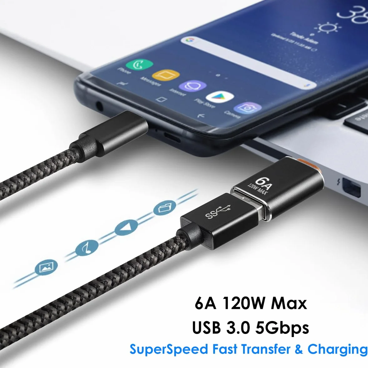 Adapter USB na USB C 4-pak, USB A 3.0 żeński na USB C męski OTG adapter x2, USB C żeński na USB męski adapter x2, Kompatybilny z MacBook, iPhone 17/16/15, iPad, Samsung Galaxy, Smartfonami, Tabletami