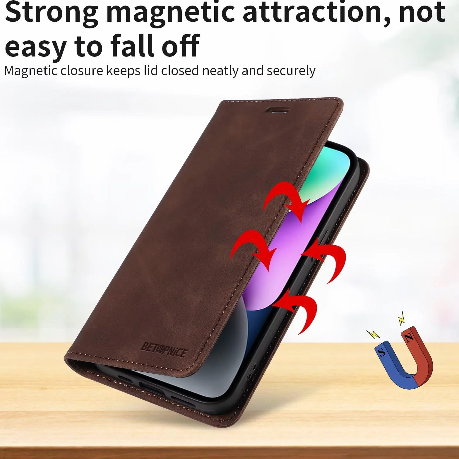 YUECXIN Luksusowe etui do Motorola Edge 50 Fusion, etui portfelowe ze skóry PU, odporne na wstrząsy z uchwytem magnetycznym i etui z ochroną RFID, brązowe