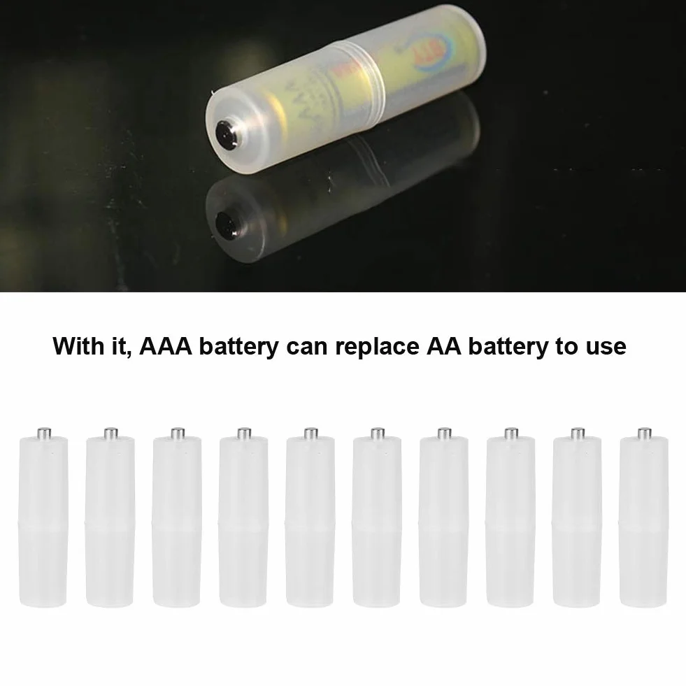 ASHATA Adapter baterii AAA na AA, przezroczysty konwerter rozmiaru ogniwa