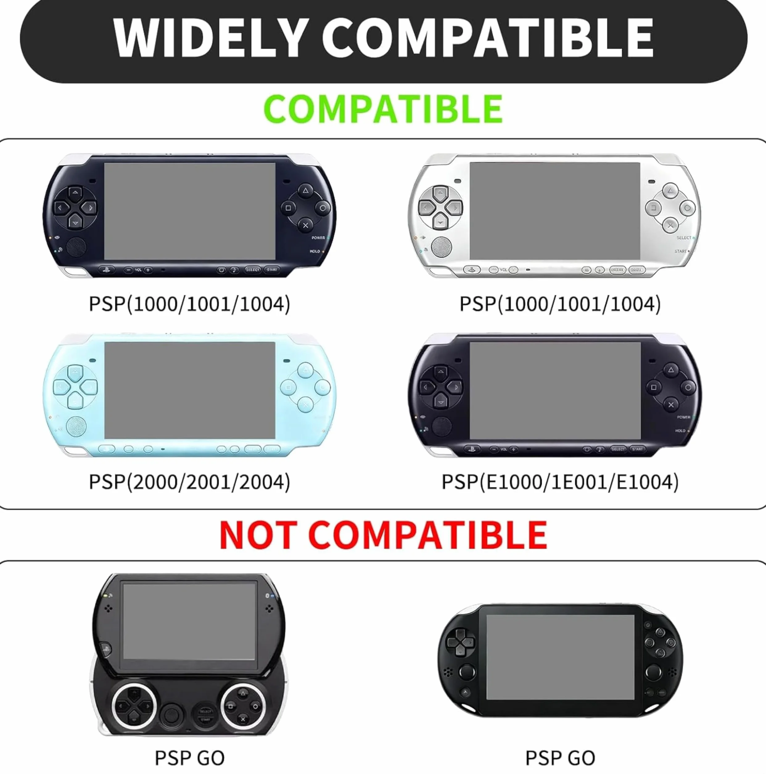 1X Ładowarka kompatybilna z wtyczką EU PSP, wejście AC 100-240 V, wyjście DC 5 V 1 A, kompatybilna z zasilaczami do przenośnych konsol PSP 1000/2000/3000