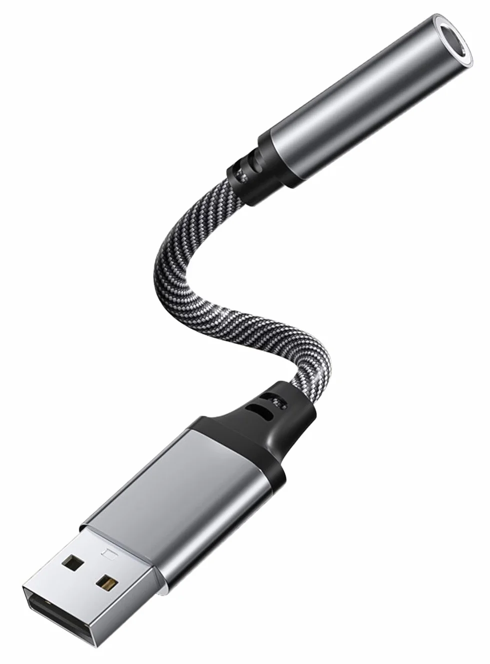 Adapter Audio z USB na Jack 3,5 mm, Adapter USB na Audio Gniazdo, Adapter USB na Stereo AUX Kompatybilny z Słuchawkami, Laptopem, Głośnikiem, i nie tylko (Szary)