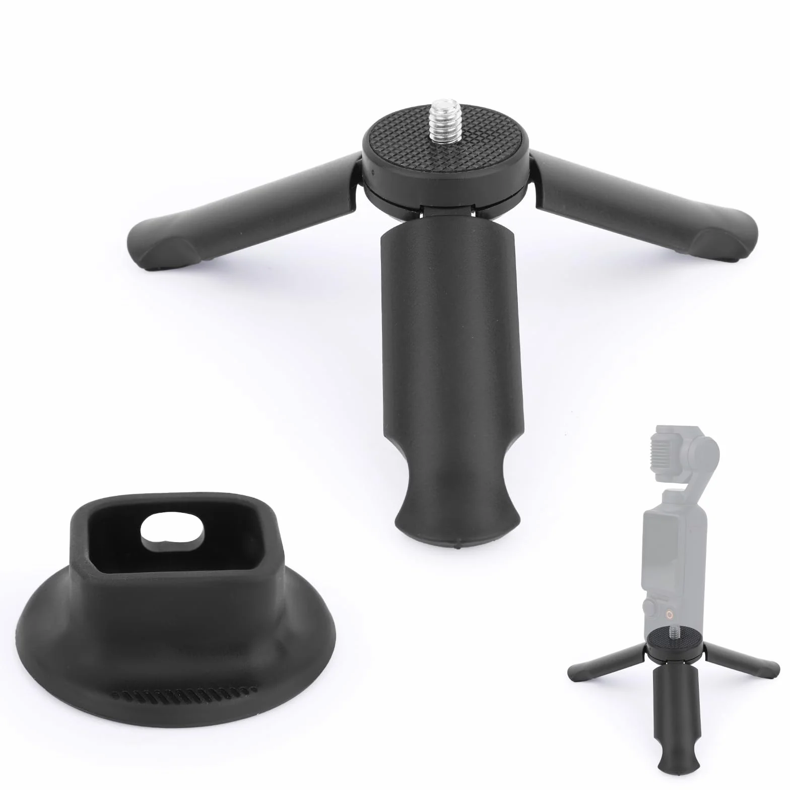 Miniaturowy Statyw do DJI Osmo Pocket 3 i 2, Montaż Na Biurku z Antypoślizgową Podstawą Kompaktowy Stołowy Uchwyt na Statyw do Akcesoriów DJI Osmo Pocket 3 (Czarny)