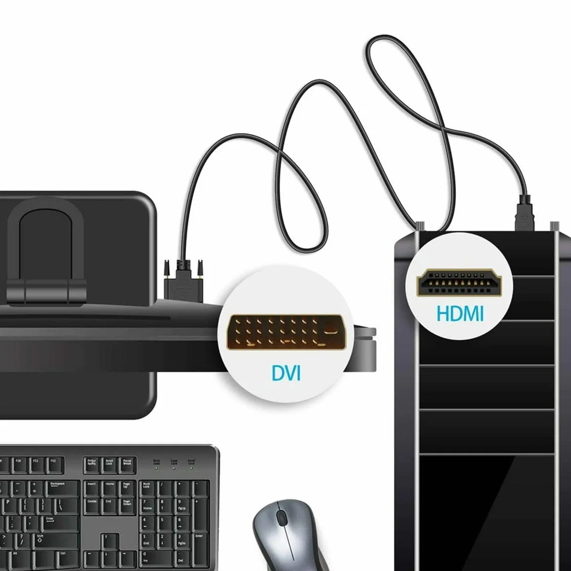 MMOBIEL HDMI do DVI Cable Adapter - dwukierunkowy DVI-D Dual Link do HDMI Cable Converter obsługuje wszystkie wysokiej rozdzielczości LCD i LED Displays, monitory i telewizory 1080p High-Speed - 2m