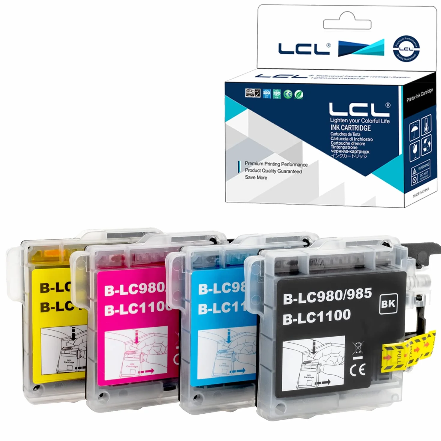 LCL Kompatybilny wkład atramentowy LC980 LC1100 LC1100BK LC1100C LC1100M LC1100Y zamiennik do Brother DCP-195C DCP-145C MFC-5890CN MFC-6490CW MFC-250C MFC-255CW (1czarny 1cyjan 1magenta 1żółty)