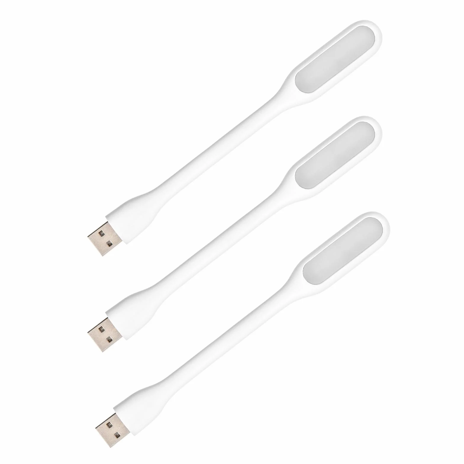 Cerioll Lampka USB, mini lampa LED USB, 3 sztuki, elastyczne światło do czytania, do notebooka, komputera, klawiatury, białe
