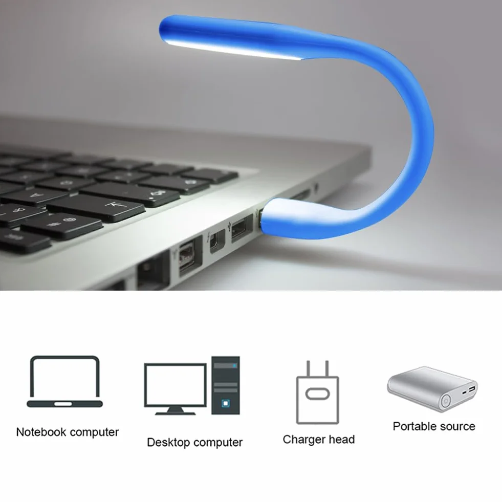 Elastyczne LED USB oświetlenie, mini lampka do klawiatury, 5 sztuk