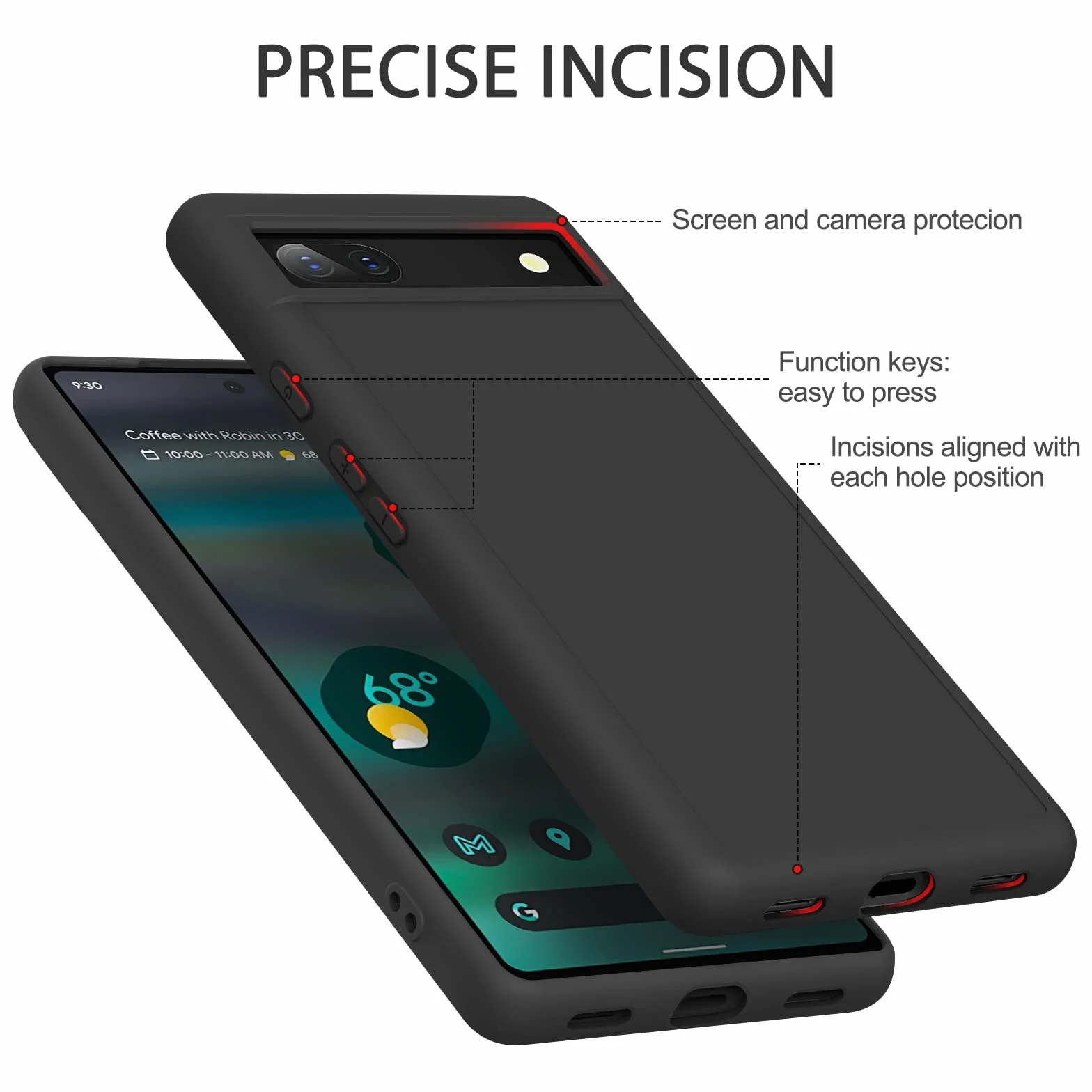 Vancle Etui na telefon komórkowy Google Pixel 6A ze smyczą, cienkie silikonowe etui na telefon komórkowy do Google Pixel 6A 6,1", etui ochronne z amortyzacją uderzeń i miękką wyściółką z włókien