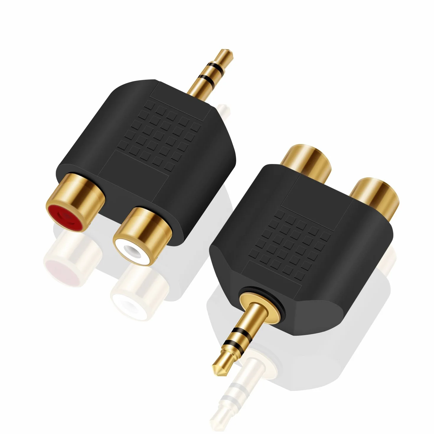 ANDTOBO 3,5 mm TRS na podwójny RCA F (2-pak), 3,5 mm stereo męski na podwójny RCA żeński adapter audio Breakout