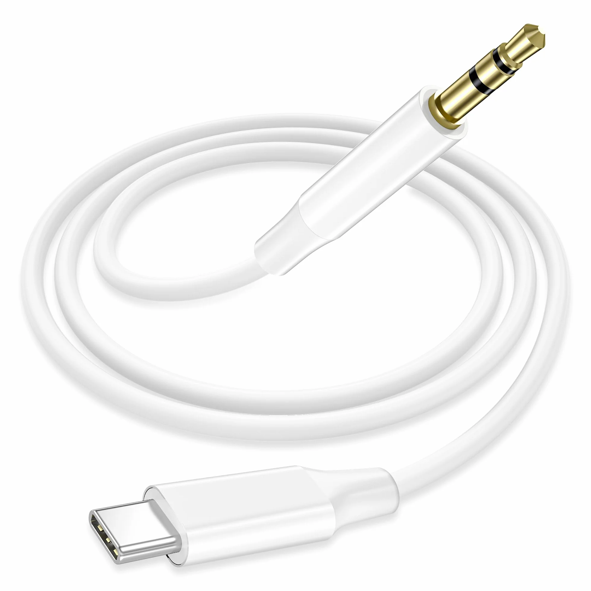 Kabel audio Aux do USB-C, USB-C do gniazda 3,5 mm, elastyczny adapter USB-C do gniazda 3,5 mm do modeli iPhone 17 16 15 Pro Max Plus, Samsung S26 S25 S24 Ultra, Pixel, iPad – do radia samochodoweg