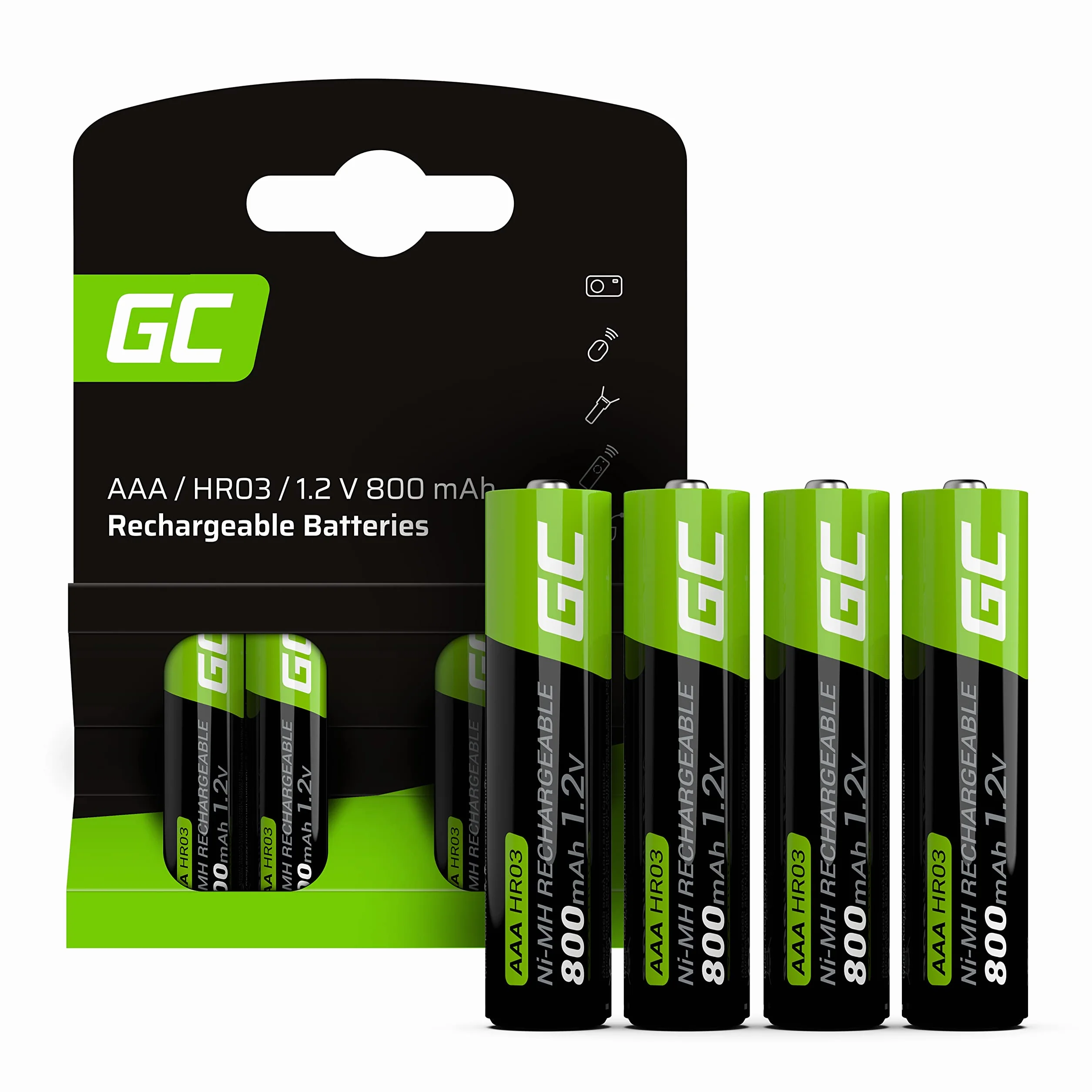Green Cell Baterie Akumulatorki Paluszki 4x AAA HR03 800mAh