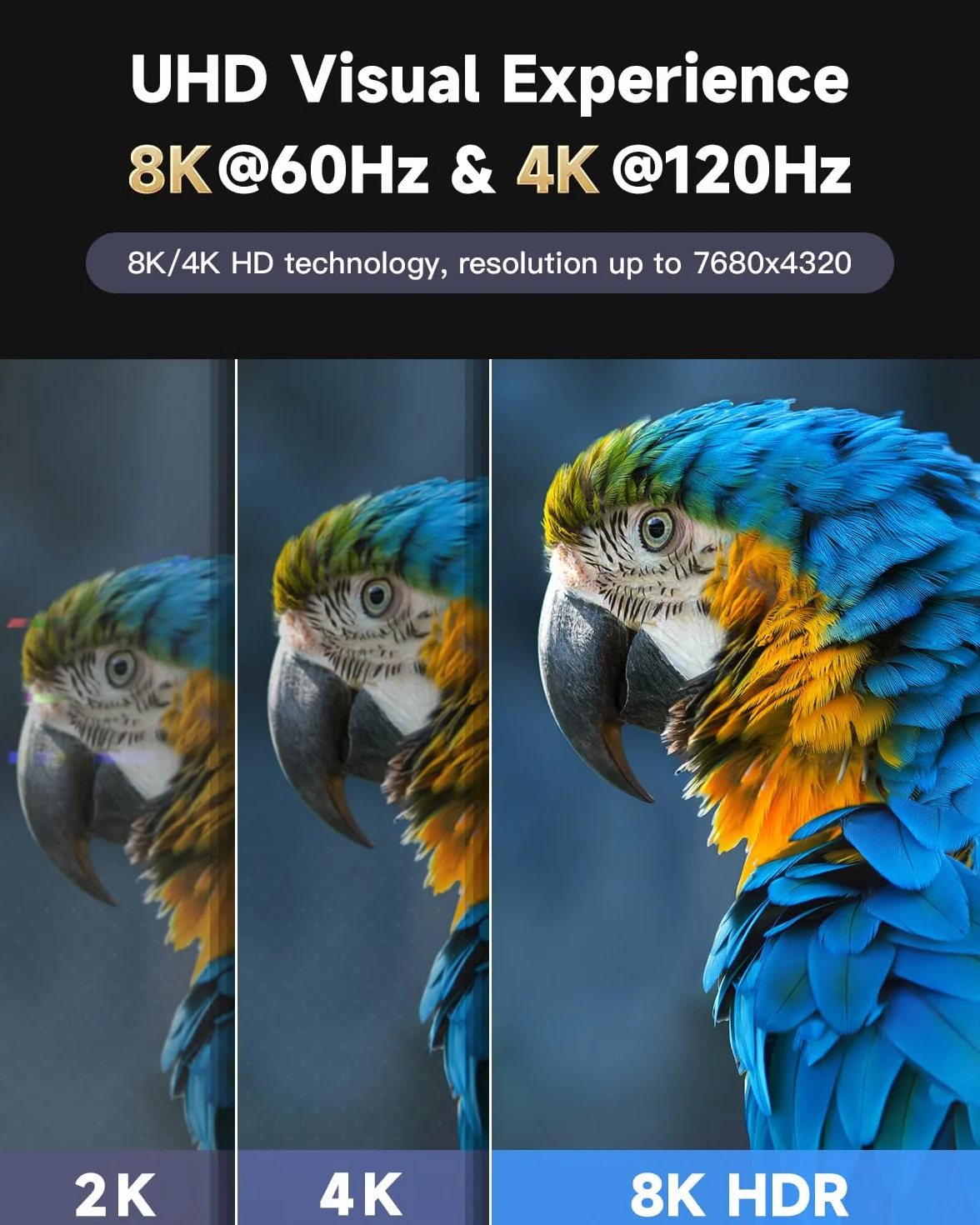 ARISKEEN Nylonowy pleciony kabel HDMI 2.1 8K, 2 m, Ultra HD, 48 Gb/s, High Speed, obsługuje 8K/60 Hz, 4K/120 Hz, kompatybilny z TV/Xbox One/PS4/PS5/Switch/monitorem/Blu-ray/soundbarem/DVD