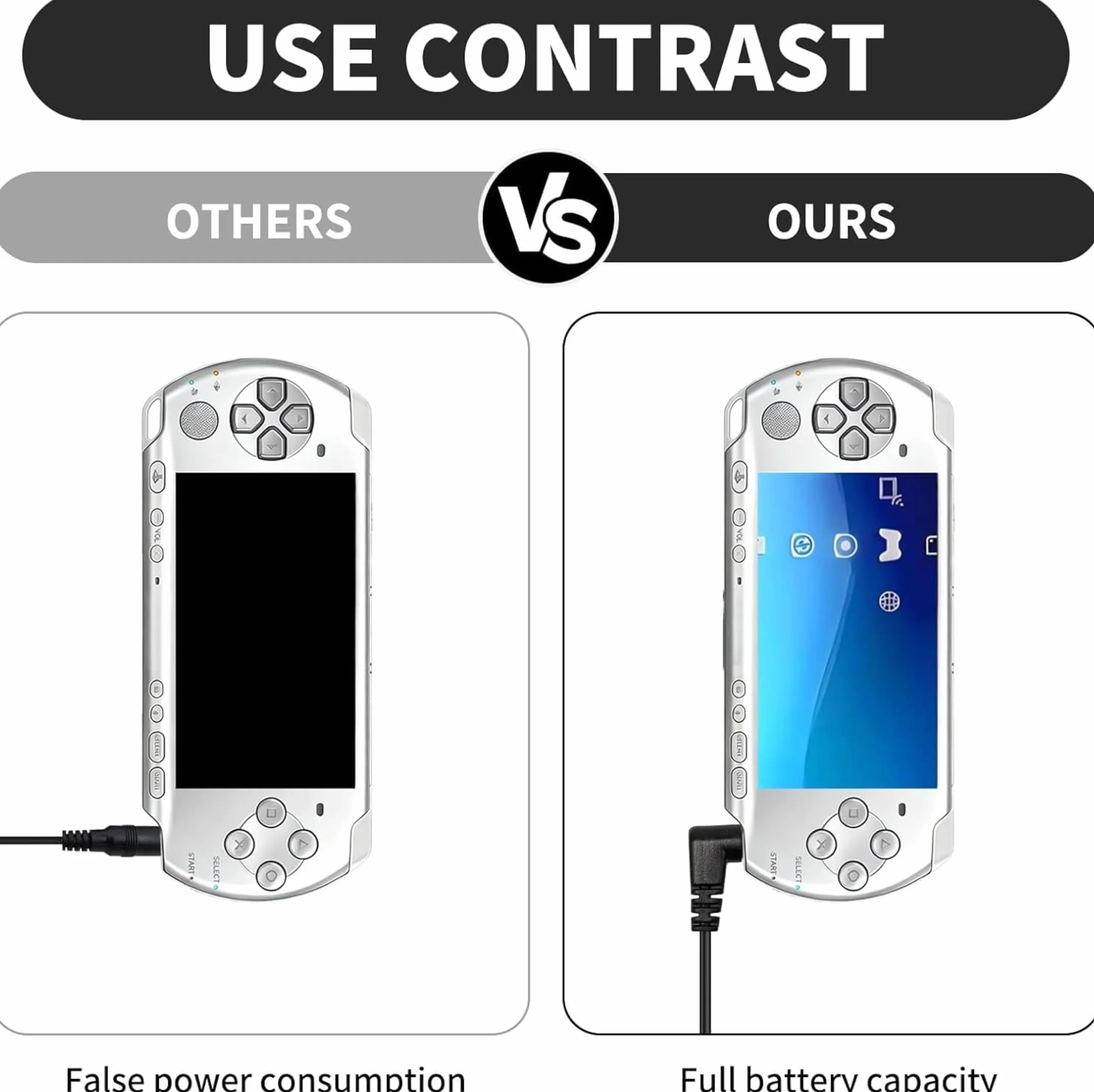 1X Ładowarka kompatybilna z wtyczką EU PSP, wejście AC 100-240 V, wyjście DC 5 V 1 A, kompatybilna z zasilaczami do przenośnych konsol PSP 1000/2000/3000