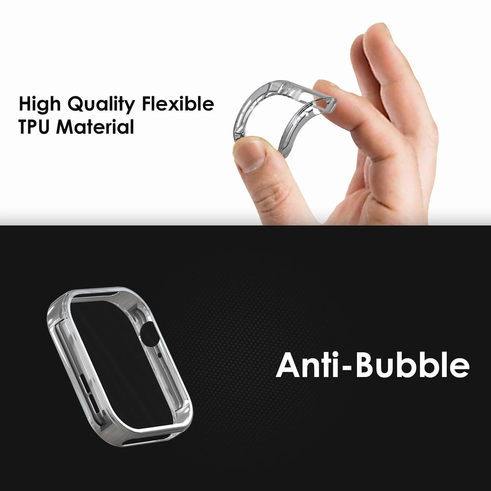 WD&CD Etui kompatybilne z Huawei Watch Fit 3 [2 sztuki], etui ochronne z TPU z folią ochronną na wyświetlacz, kompatybilne z Huawei Watch Fit 3, przezroczyste, czarne, srebrne i różowe