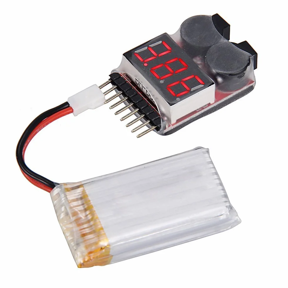 DollaTek 2 szt. RC Lipo Battery Monitor Tester alarmu Checker Niskie napi?cie Buzzer Alarm ze wska?nikiem LED dla akumulatora litowo-jonowego Lipo LiFe LiMn 1-8 S