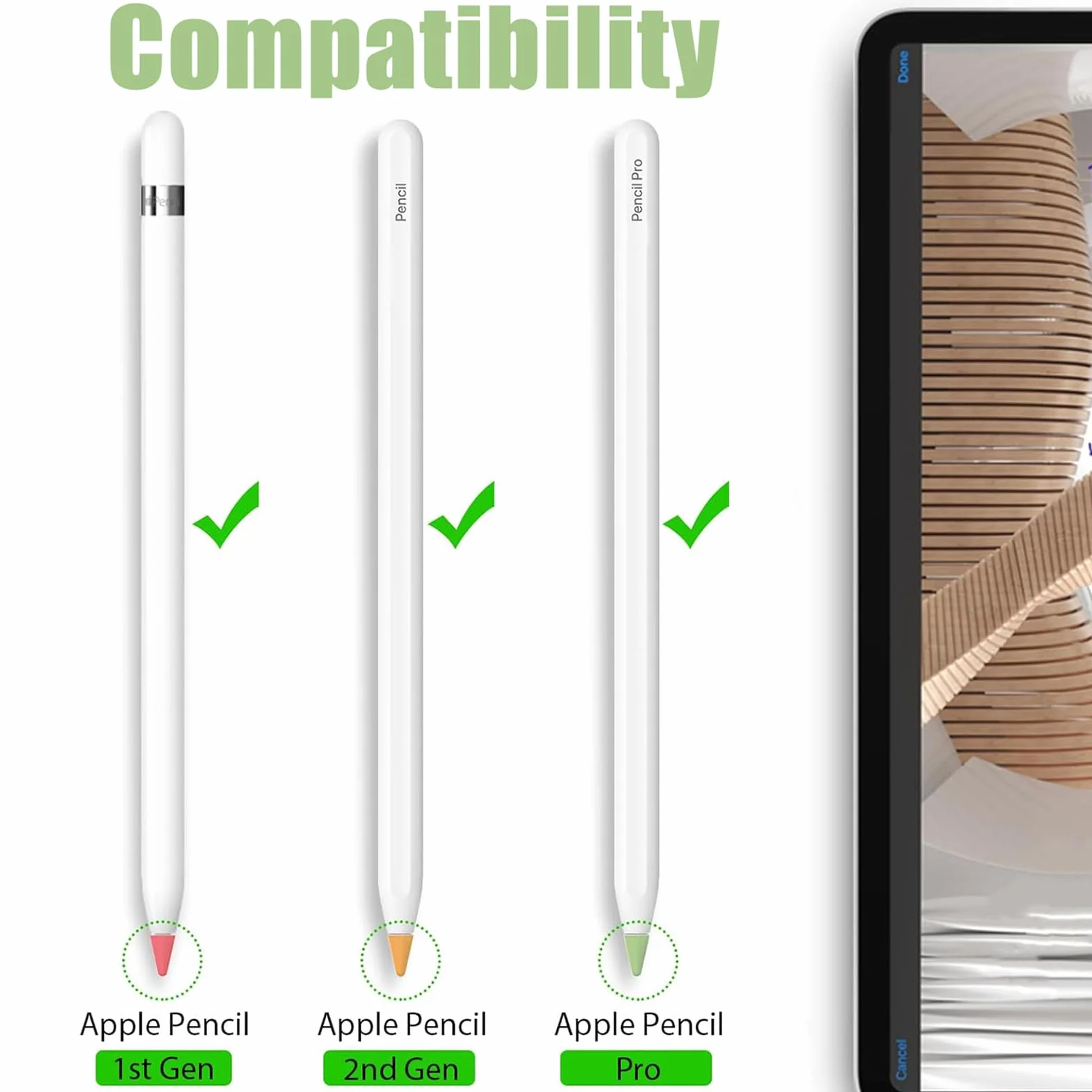 Silikonowe etui na końcówki rysika, 32 szt., kompatybilne z Apple Pencil Tips, ochraniacz do bezgłośnego rysowania, uniwersalny rysik, akcesoria do Apple Pencil 1., 2. generacji, białe, 32 szt