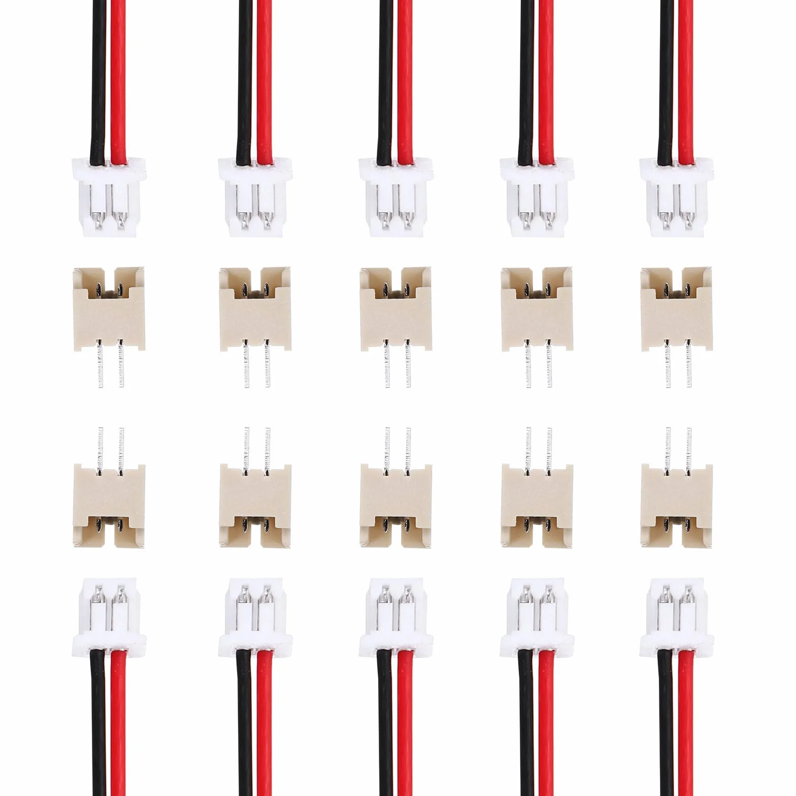 QUARKZMAN 10 sztuk MX 1,25 mm 2-pinowe wtyczki z pojedynczą głowicą z kablem 28 AWG 150 mm i listwą gniazdek do głośników, paski świetlne LED, małe urządzenia