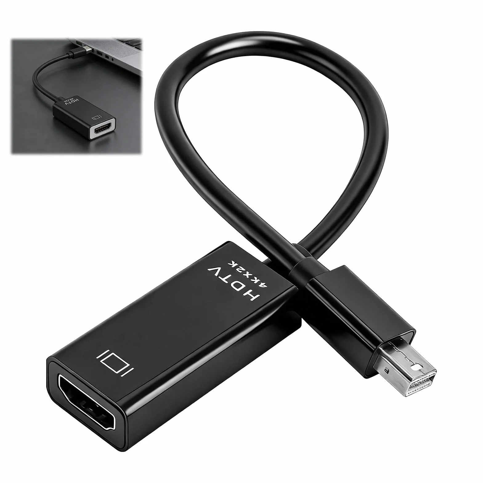 HENGBIRD Mini DisplayPort na HDMI adapter 4K, Mini DP na HDMI konwerter kabla do Thunderbolt 2 MacBook Pro Air iMac Surface Pro, stabilna transmisja 4K z pozłacaną wtyczką, do prezentacji biura
