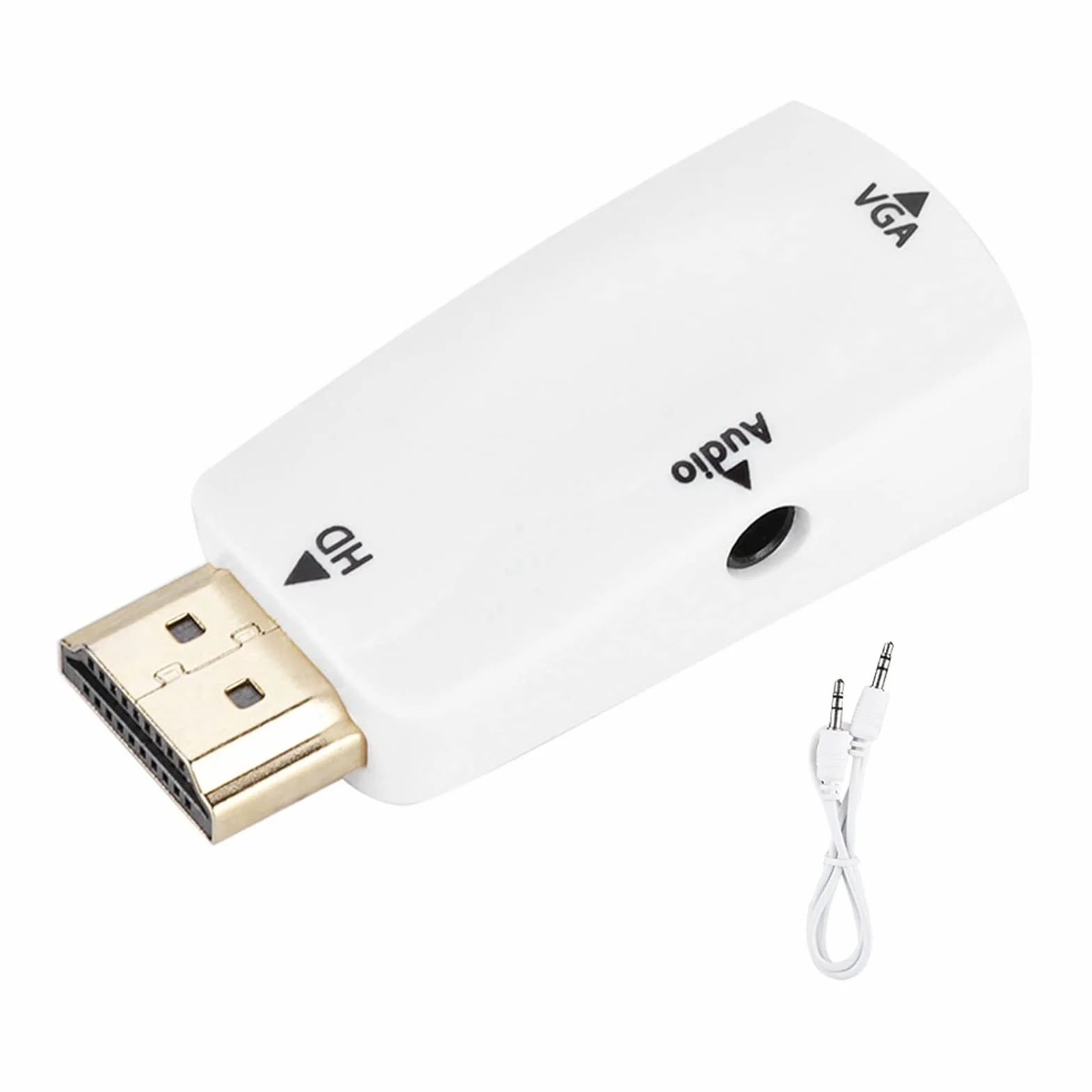 Konwerter Adaptera HDMI na Vga z Kablem Typu Jack Audio 3,5 Mm Adapter HDMI na Vga Adaptery Hdmi-na-Vga Adapter Konwertera Hdmi-żeński na Vga HD 1080P z Kablem Wyjściowym Audio