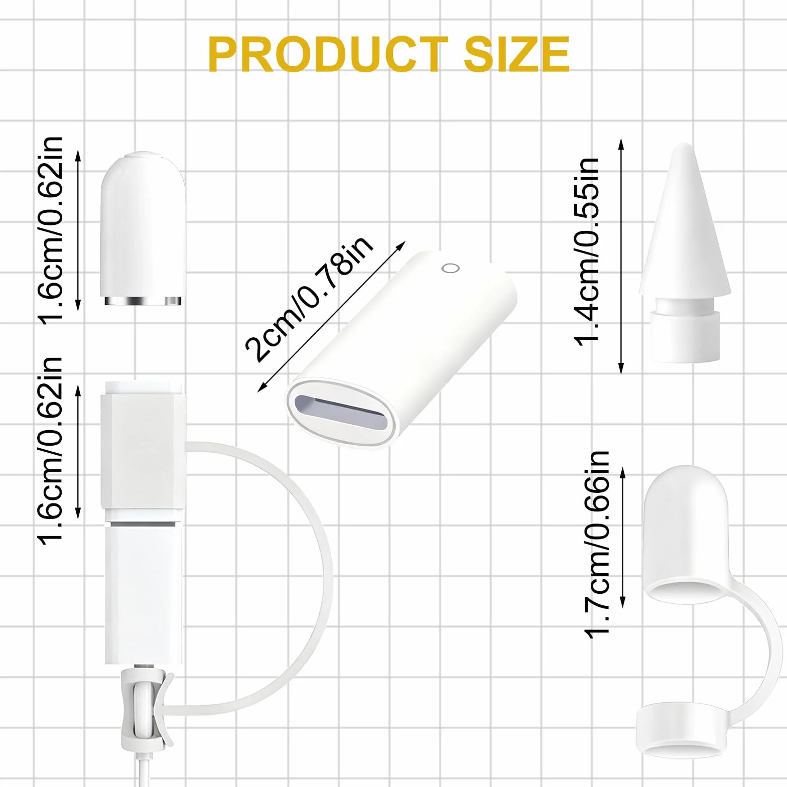 Magnetyczna nasadka zamienna i adapter do ładowania zestaw do Apple Pencil, silikonowa nasadka ochronna z adapterem Tether, kompatybilna z iPad Pencil 1. generacji