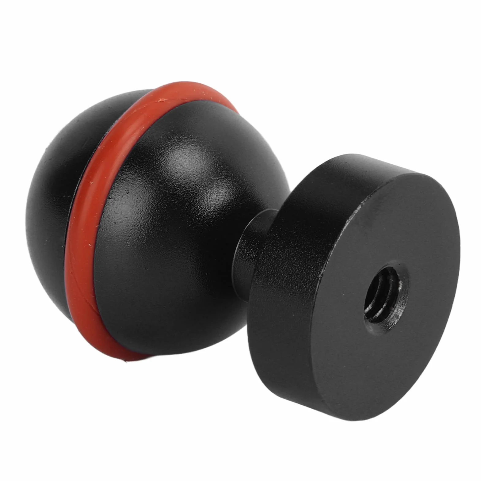 Akozon Adapter do podwodnego ramienia kuli, głowica kuli ze stopu aluminium, twarda powłoka anodowana: mała, lekka, trwała latarka nurkowa, głowa piłki (czarna)