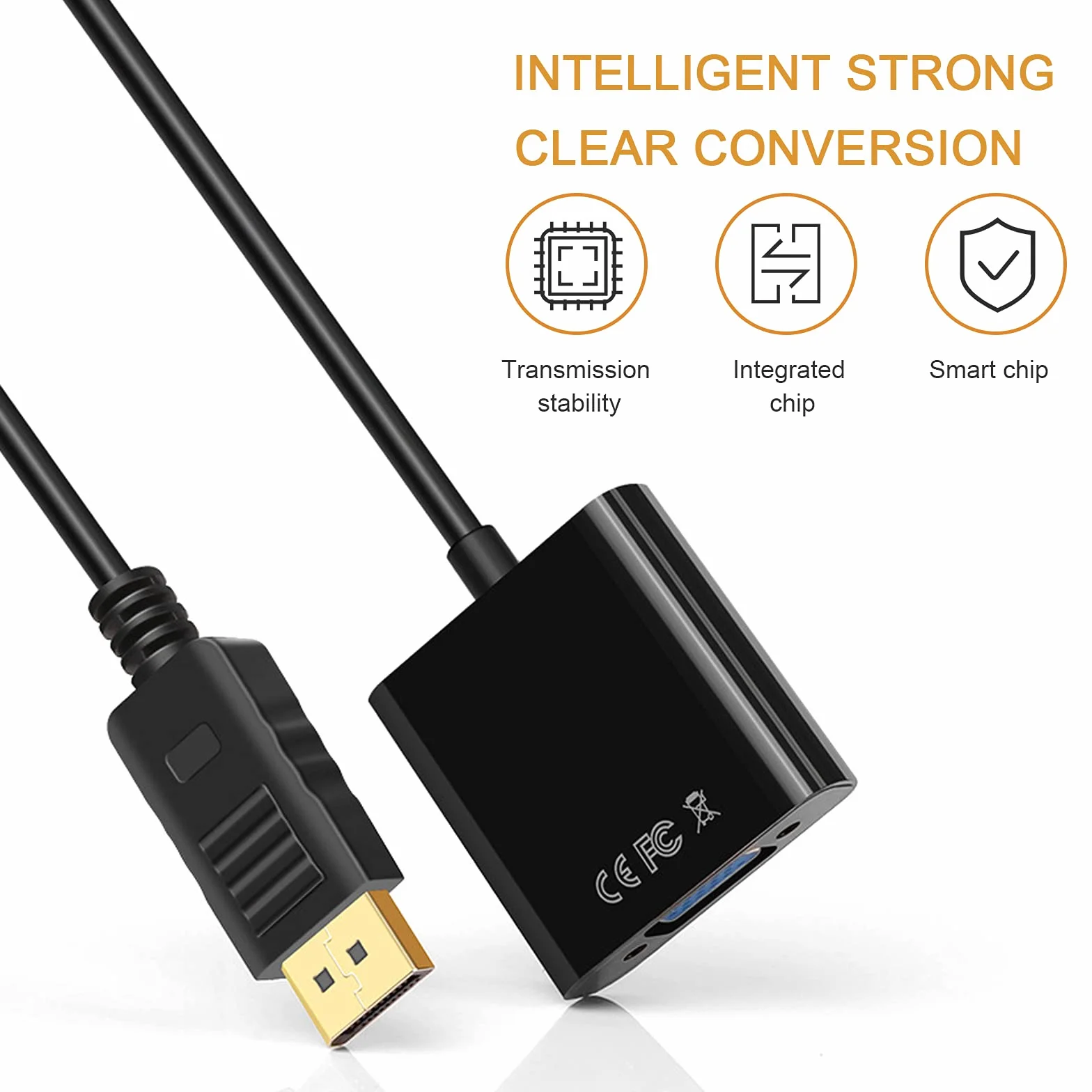 Jsdoin DisplayPort na VGA, 1080P pozłacany adapter DP na VGA (męski na żeński) kompatybilny z Lenovo, Dell, HP, ASUS