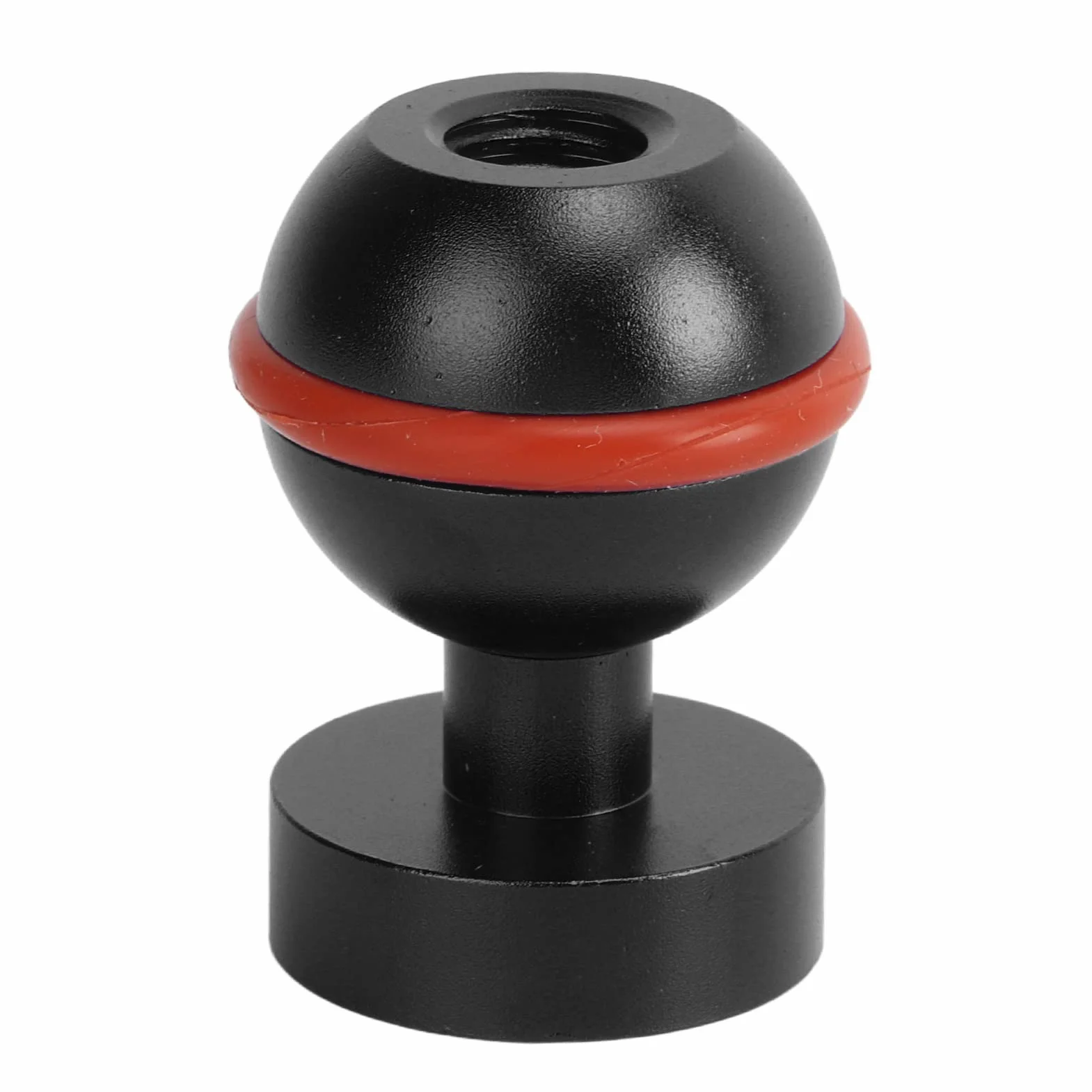 Akozon Adapter do podwodnego ramienia kuli, głowica kuli ze stopu aluminium, twarda powłoka anodowana: mała, lekka, trwała latarka nurkowa, głowa piłki (czarna)