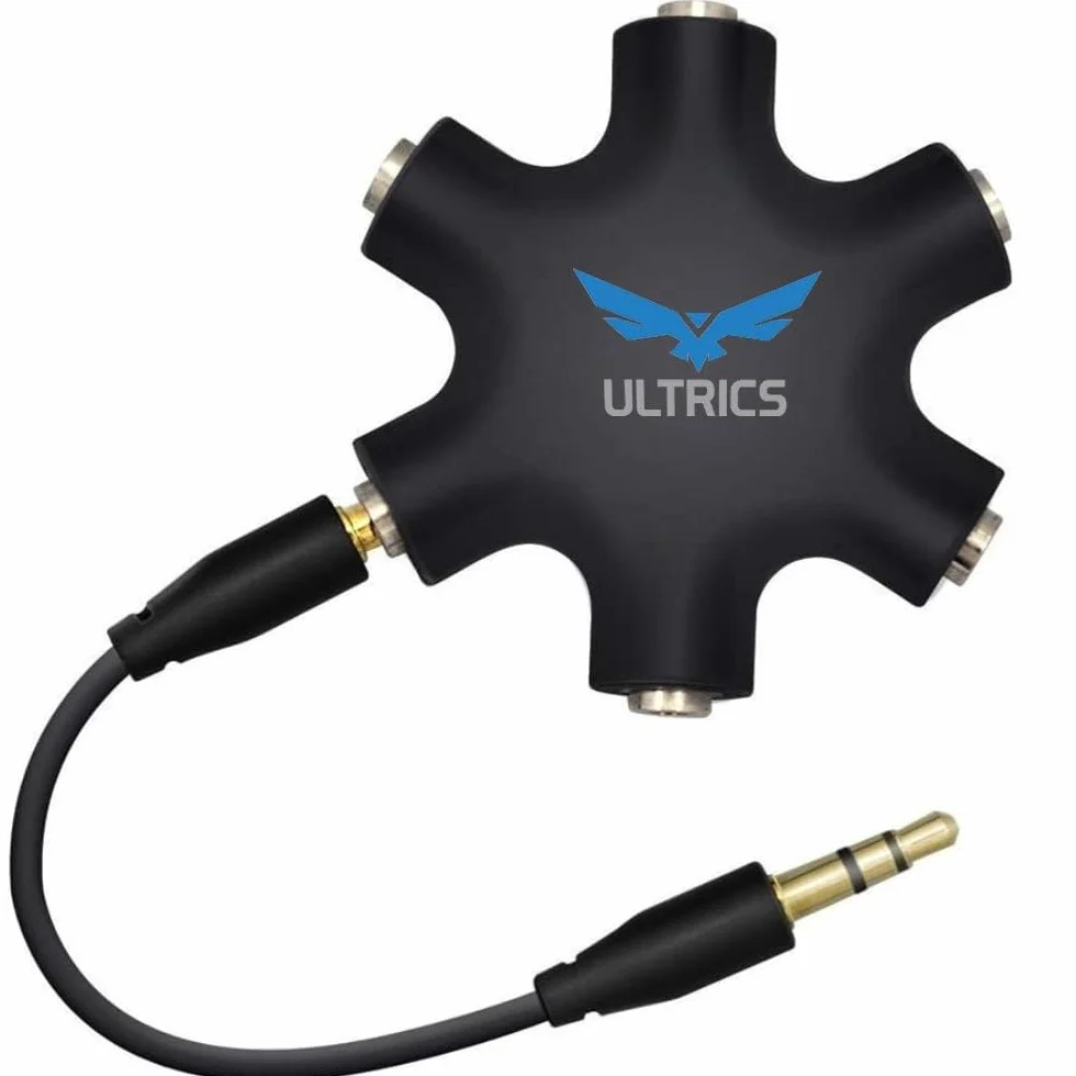 ULTRICS Rozdzielacz Słuchawek, 3.5mm 5-drożny Uniwersalny Rozgałęźnik do Słuchawek, Męski na Żeński Kabel Audio Kompatybilny z iPhone Galaxy OnePlus