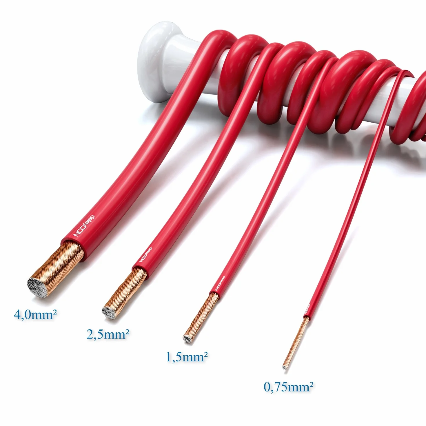 deleyCON 50m Kabel Głośnikowy 2x 4,0mm² Przewód Głośnikowy Aluminium Pokryte Miedzią CCA 2x56x0,30mm Lica Oznaczenie Biegunowości - Czerwony/Czarny