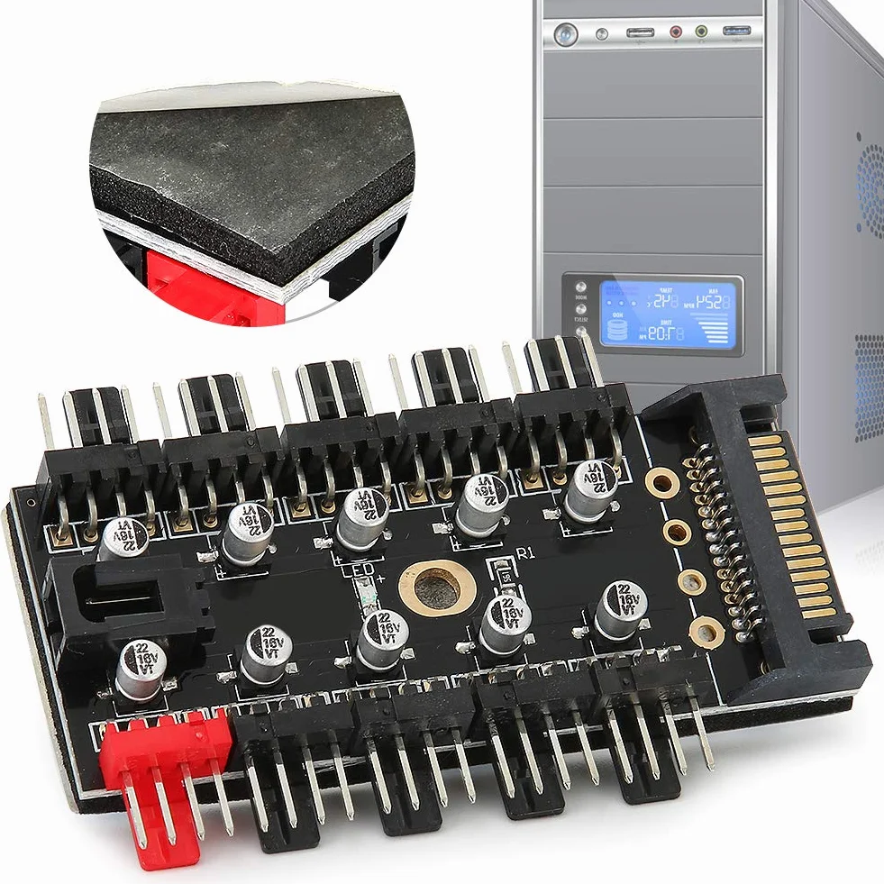 Koncentrator sterowania PWM do wentylatora obudowy komputera, 4-pinowy rozdzielacz chłodzenia procesora, kontroler SATA/4D (SATA) 12V