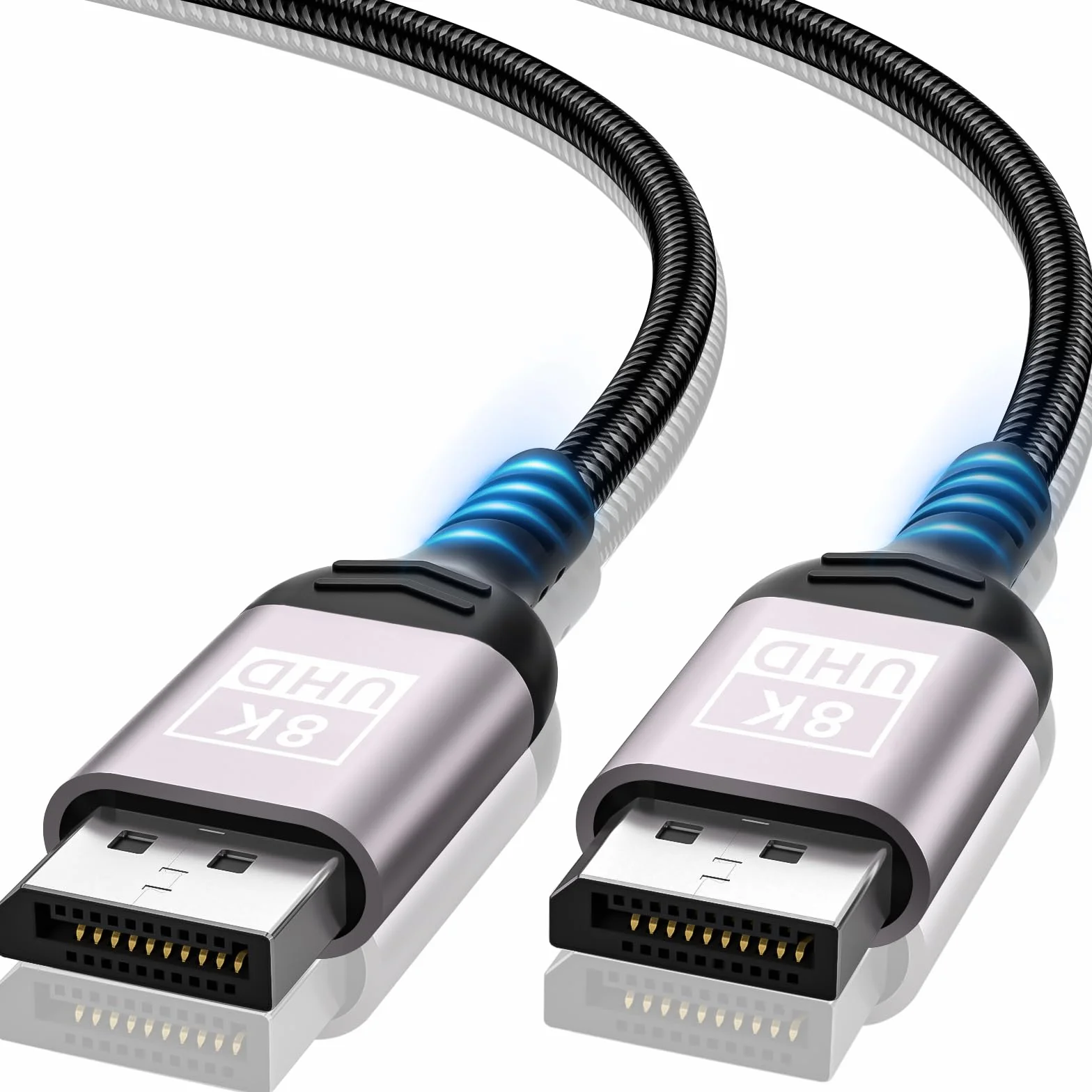 Kabel DisplayPort 1.4 3M, nylonowe złącza kabla DP Wsparcie 8K przy 60 Hz, 4K przy 144 Hz / 120 Hz / 60 Hz / 2K przy 240 Hz / 165 HZ G-Sync i FreeSync / 32,4 Gbit/s/HDR10/HDCP2.2 DisplayPort-kabel do