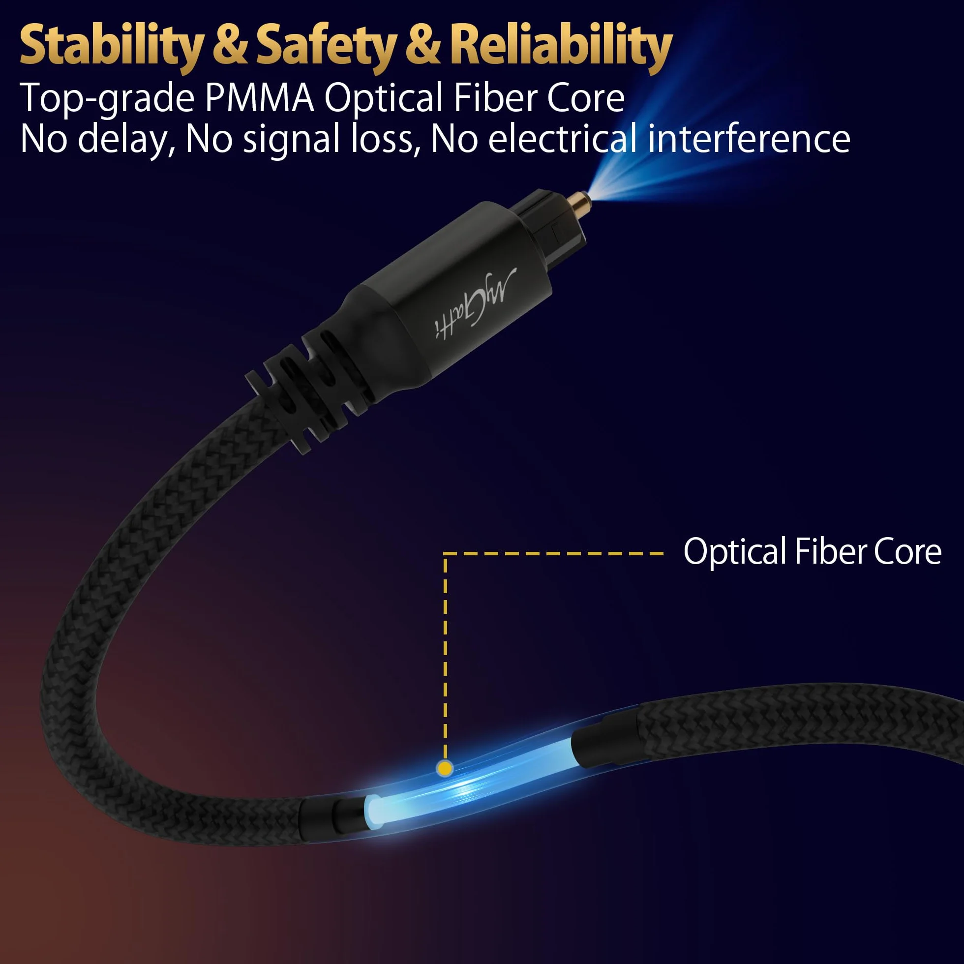 Toslink optyczny kabel audio 1,5 m, optyczny kabel cyfrowy (nylonowy, S/PDIF, bezstratna jakość dźwięku), kabel optyczny do kina domowego, soundbaru, PS4/Xbox One, TV itd. + 5 opasek kablowych