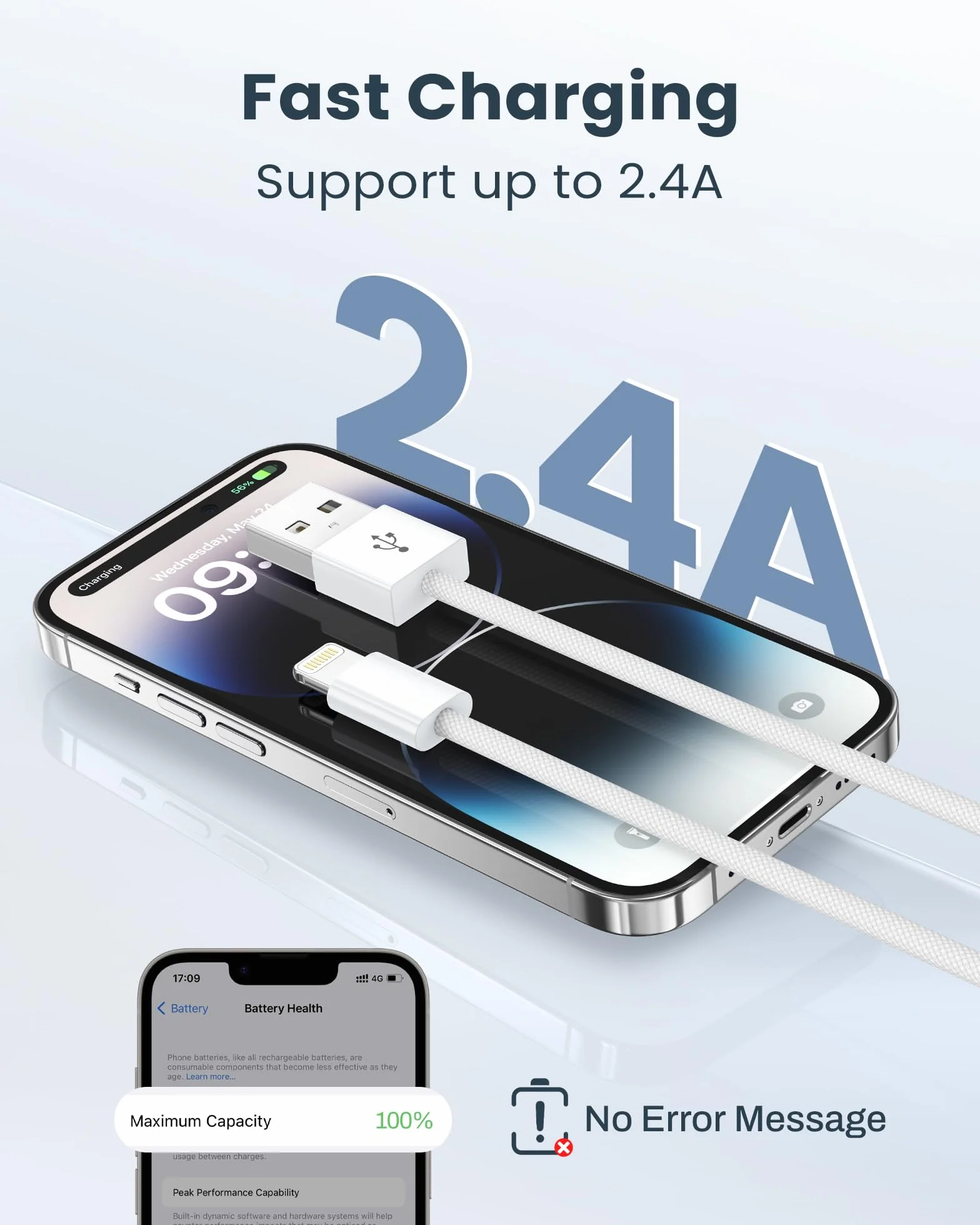 Oryginalny kabel do ładowania iPhone'a, 2 sztuki, 1 m, certyfikat MFi iPhone, kabel do szybkiego ładowania USB na Lightning do iPhone 14 13 12 11 Pro Max Mini XS XR X 8 8 Plus 7 6 6s Plus