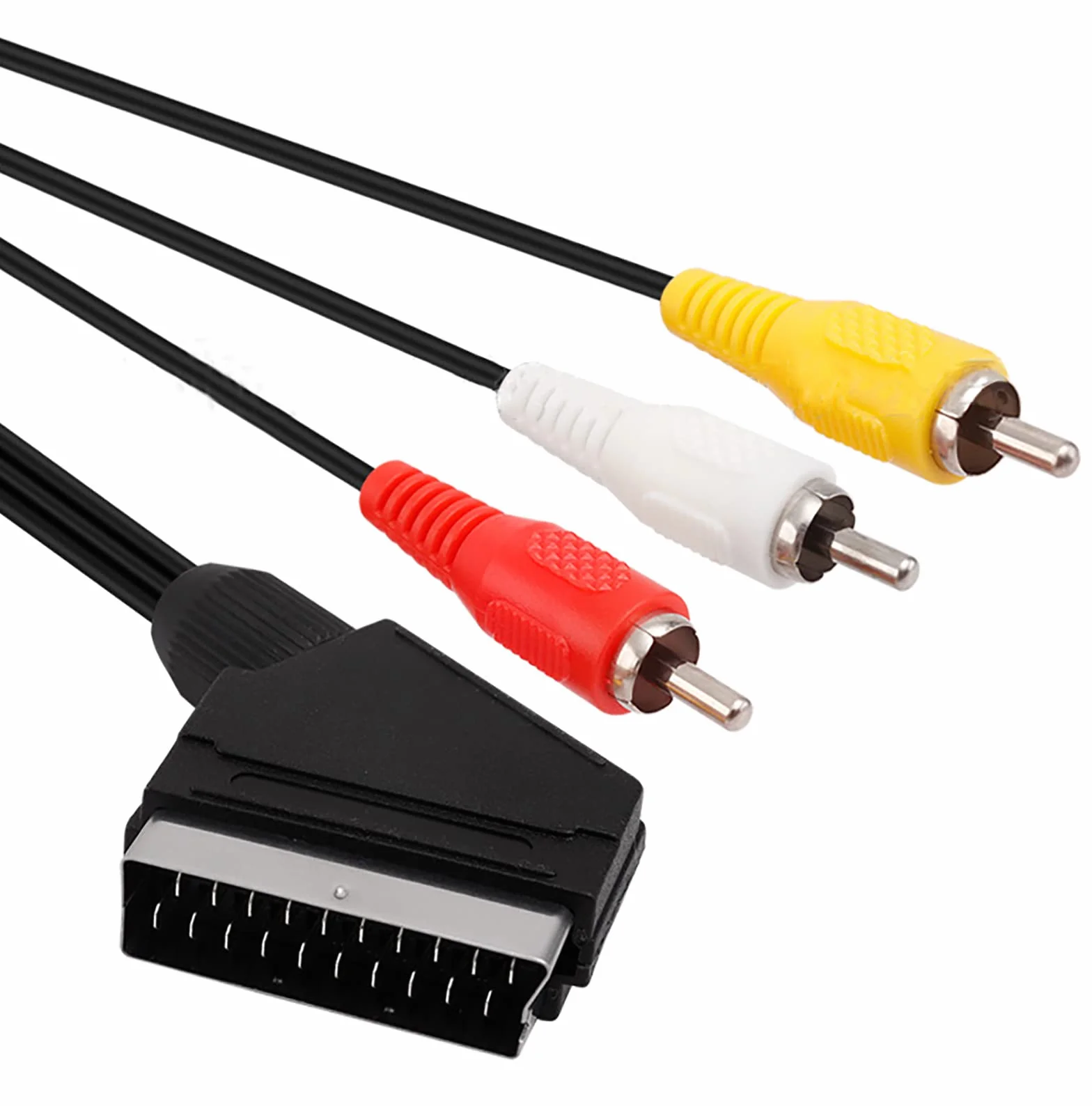 WANGCL INB26629 2 szt. 1,8 m Scart Cable Scart Adapter Scart do RCA Scart przewód do odtwarzacza DVD do telewizora kompozytowe złącze AV konwerter do telewizora DVD magnetowidu NES FC