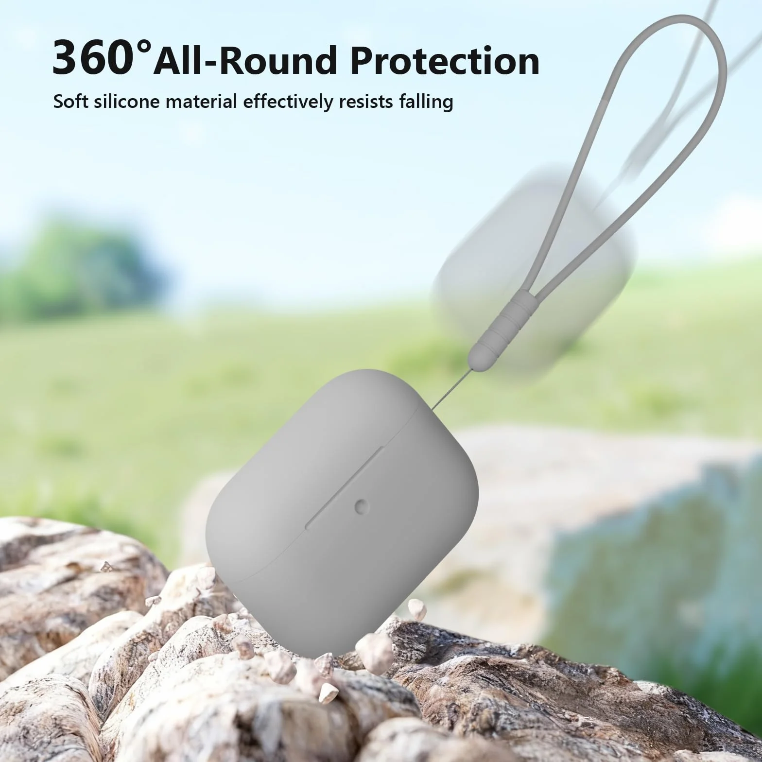 Etui kompatybilne z AirPods Pro 3, odporne na wstrząsy, odporne na upadki, odporne na zarysowania, silikonowe etui do AirPods Pro 3. generacji, z zestawem do czyszczenia i smyczą, szare