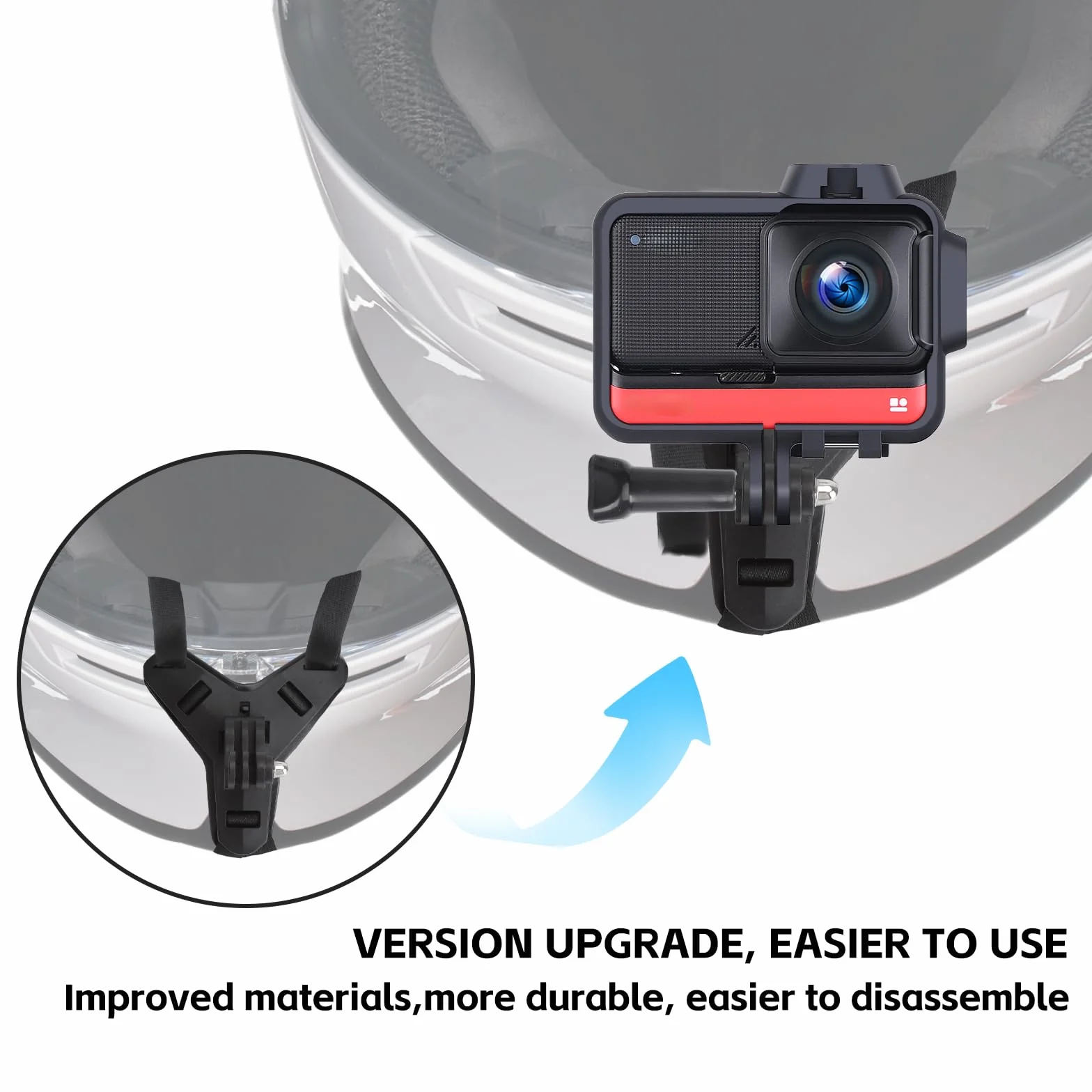 Uchwyt na kask motocyklowy do kamery akcji, stabilny uchwyt z paskiem podbródkowym do nagrań POV – kompatybilny z GoPro Insta360 X5 Osmo Action Insta 360 uchwyt na kask do motocykla, roweru