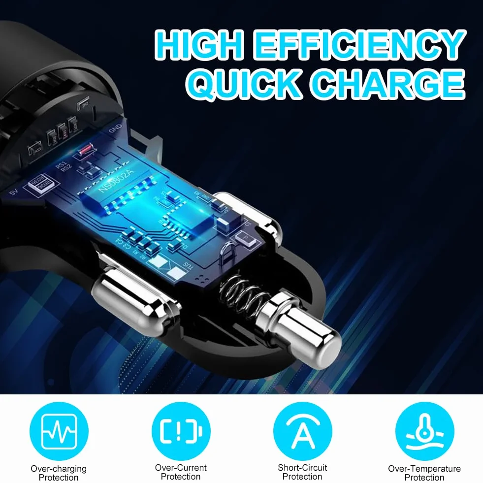 AXFEE Ładowarka samochodowa 66W 4 porty USB 3.1A szybkie ładowanie do iPhone Samsung Huawei Xiaomi