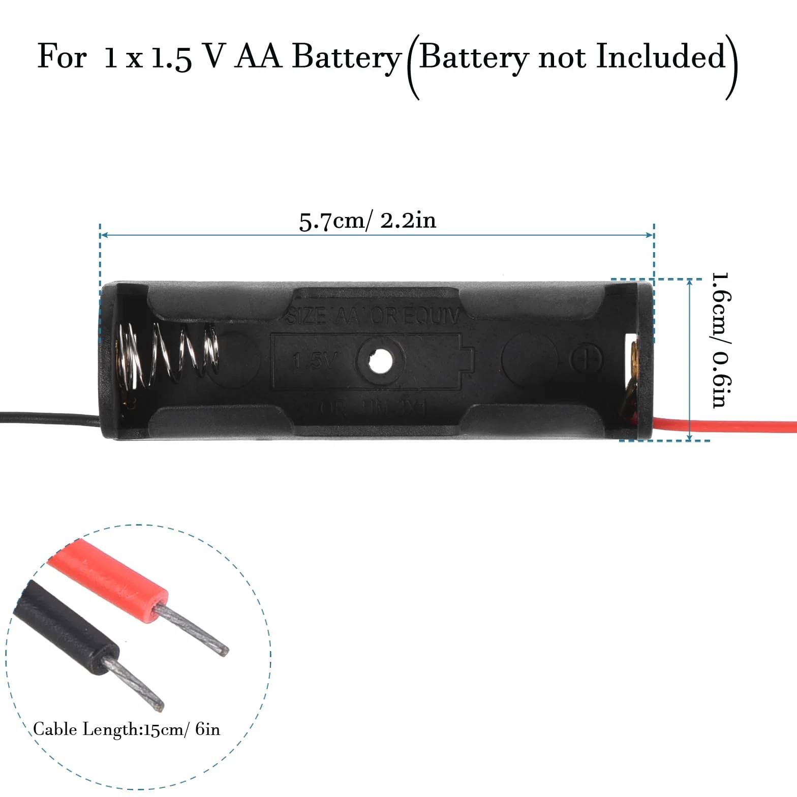 QUARKZMAN 2 x uchwyt na baterie AA 1,5 V komora baterii czarna