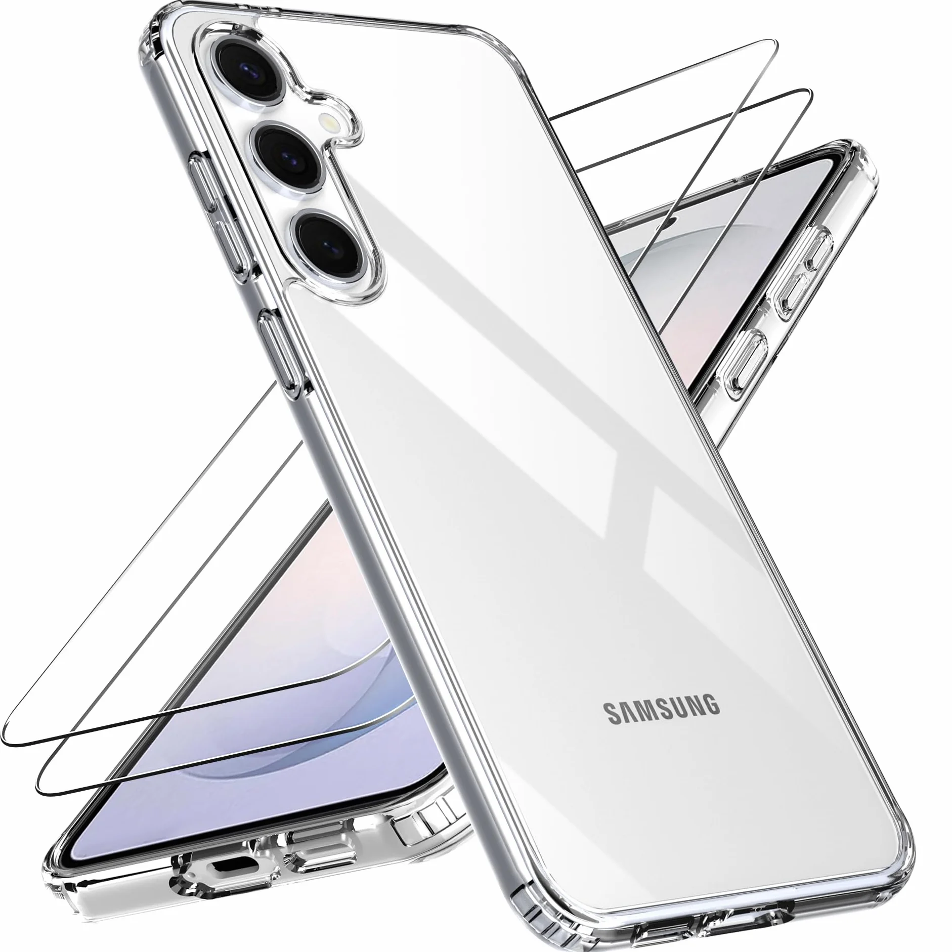 Przezroczyste etui Samsung Galaxy S26 z ochraniaczem ekranu, twardy PC miękki TPU silikonowy zderzak odporny na wstrząsy