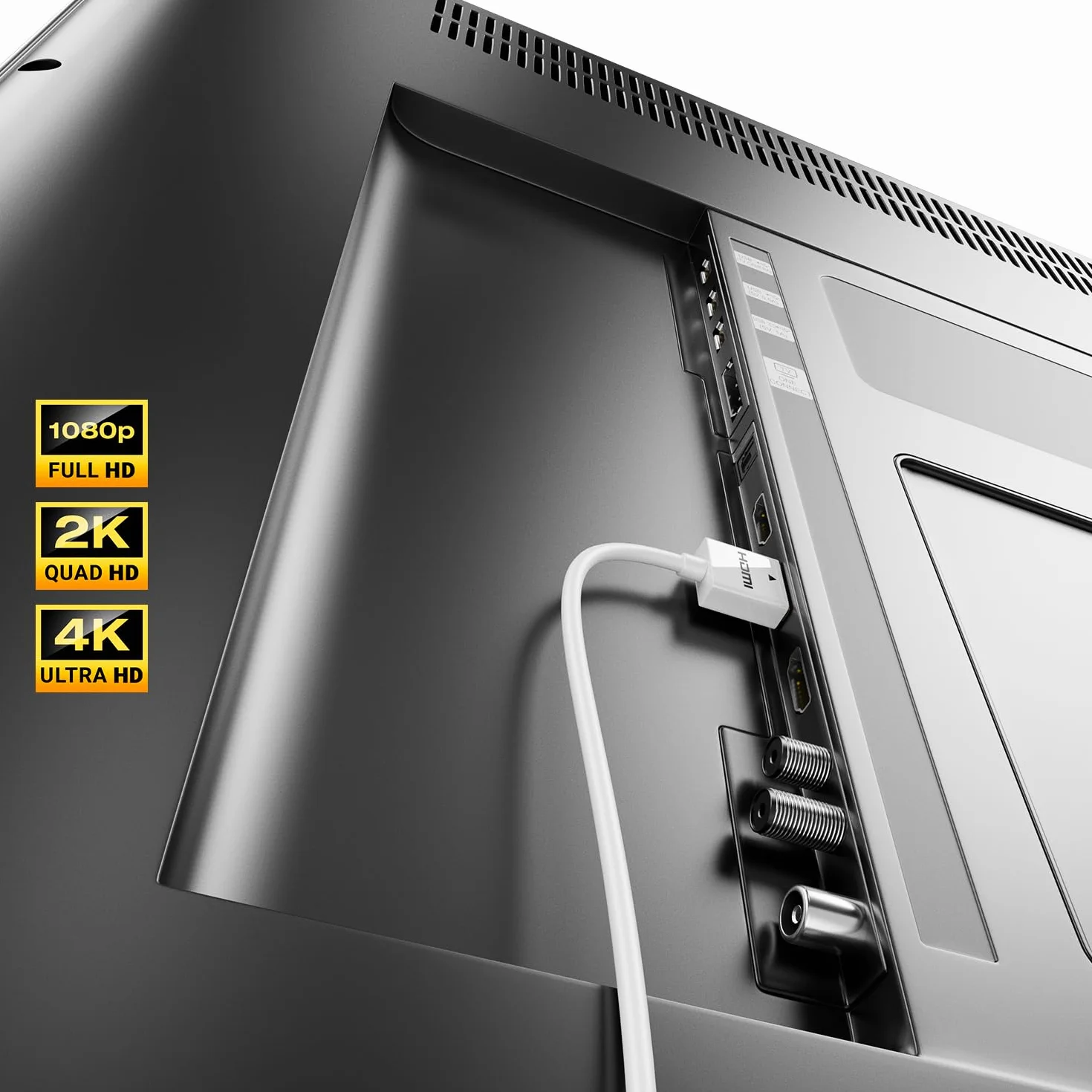 deleyCON 2m 4K HDMI 2.0 Kabel Slim (Mały i Elastyczny Kabel HDMI) - 1080P 2160P UHD ARC HDR 3D do TV, Monitora, Projektora, Laptopa, Notebooka, PC, Komputera, PS4, PS5, XBOX - Biały
