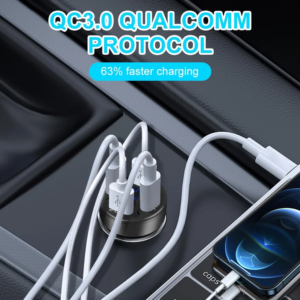 AXFEE Ładowarka samochodowa 66W 4 porty USB 3.1A szybkie ładowanie do iPhone Samsung Huawei Xiaomi