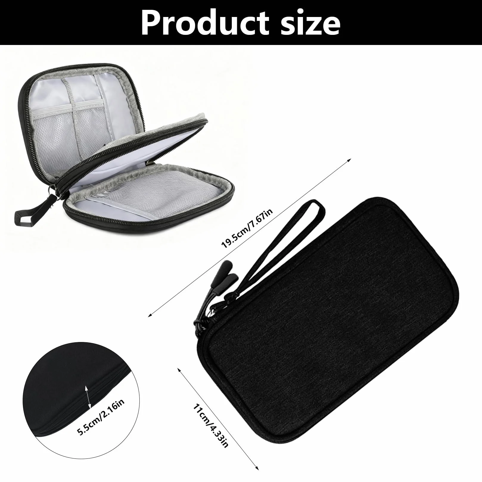 Organizer na kable, torba elektroniczna do organizera kabli podróżnych, dwuwarstwowy przenośny organizer kabli ładujących do elektroniki USB powerbank