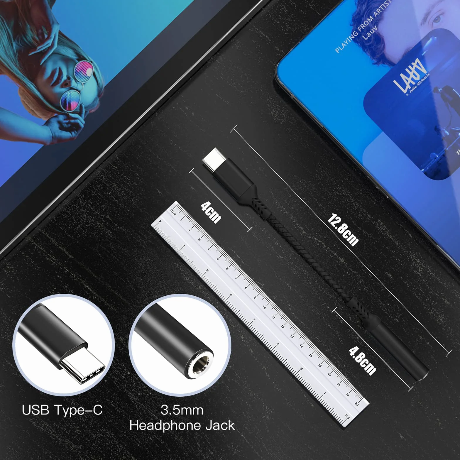 Adapter gniazda słuchawkowego 3,5 mm, adapter USB typu C z DAC, słuchawki cyfrowe typu C na audio kompatybilny z iPhone 15 Pro Max/15 Pro/15, Galaxy S23-S20+, MacBook Pro, Huawei
